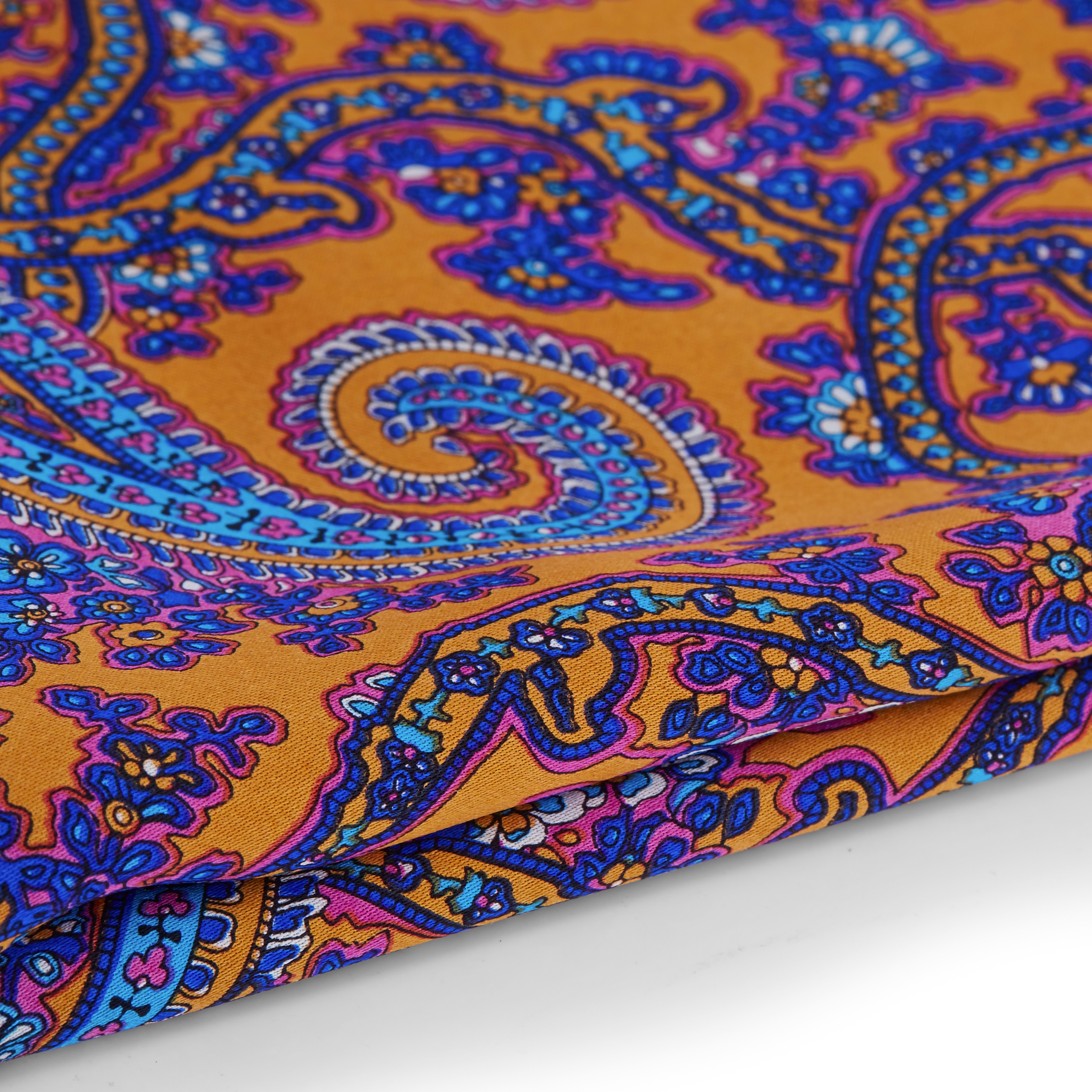 Sininen & oranssi kasmirkuvioinen taskuliina  - 2