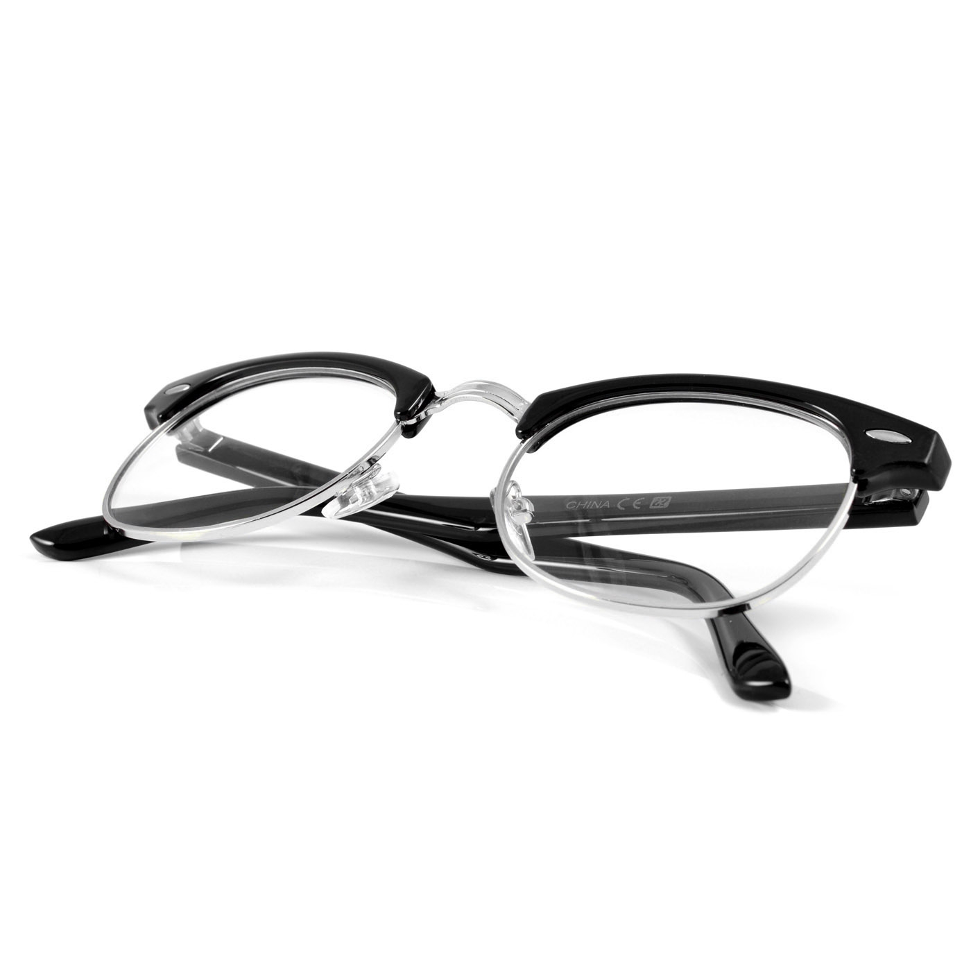 Gafas transparentes vintage negro y plateado - 2