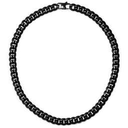 12mm Black Steel Chain Necklace - 2 - gallery
