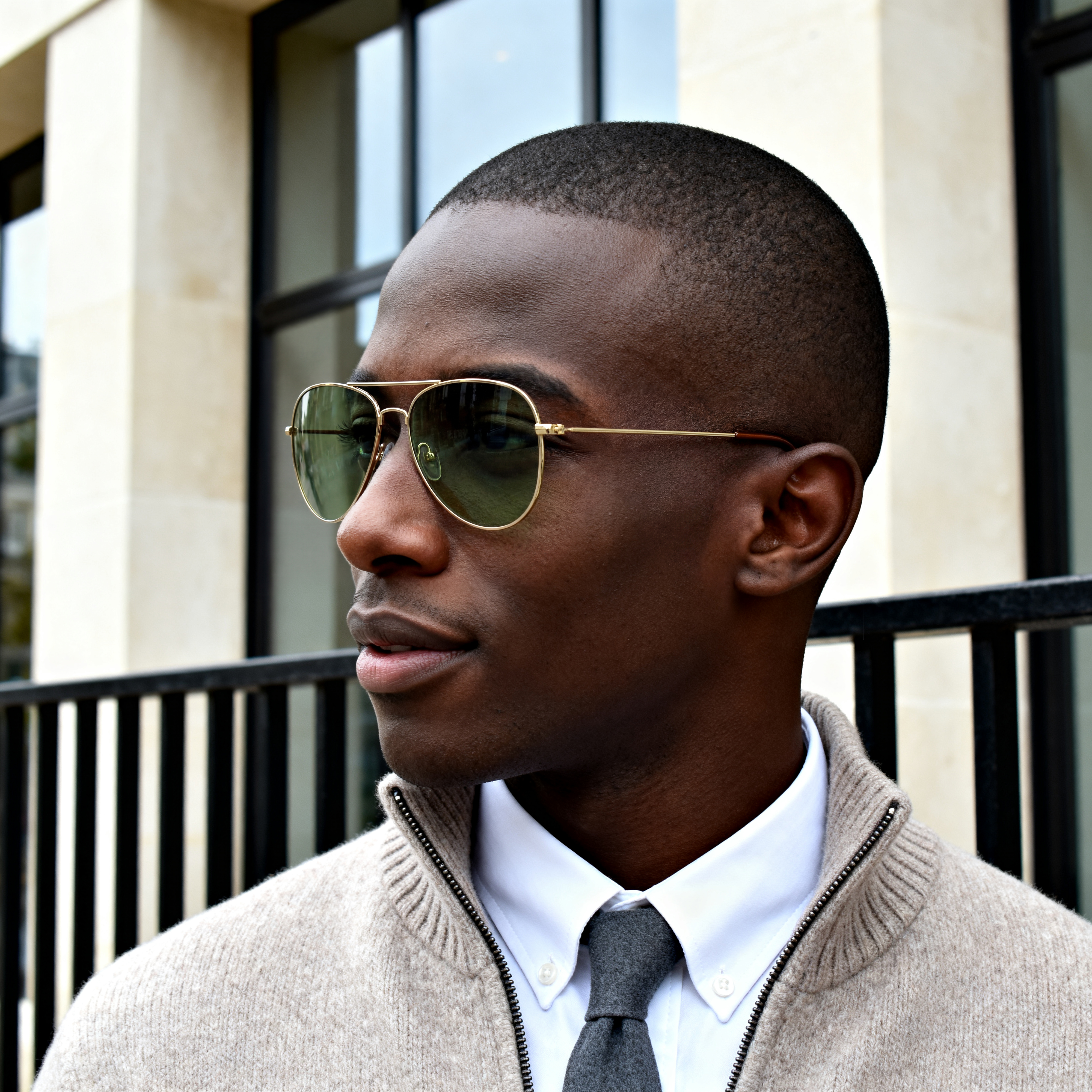 Goldfarbene & Grüne Pilotenbrille - 3