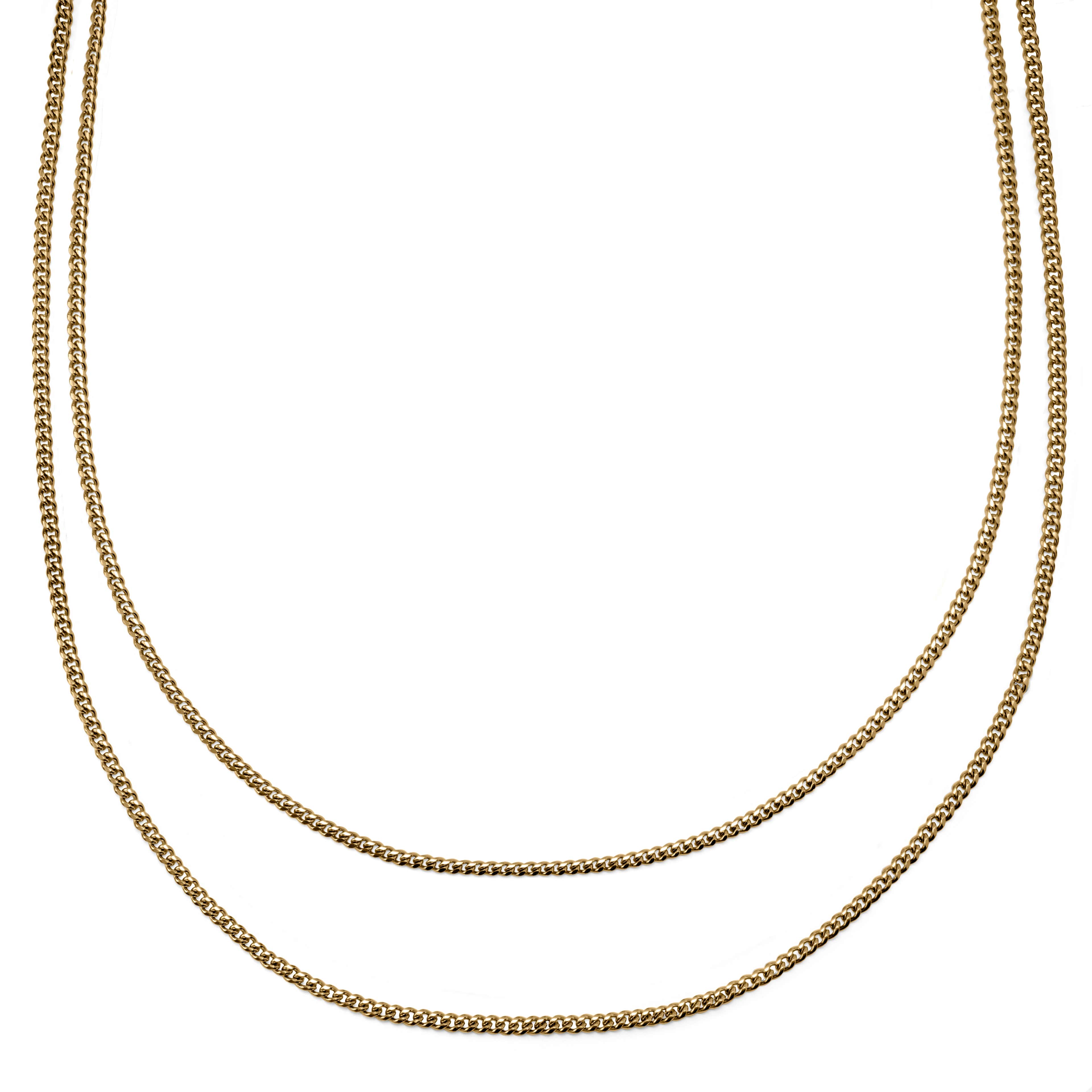 Rico geschichtete goldfarbene Doppelketten-Halskette