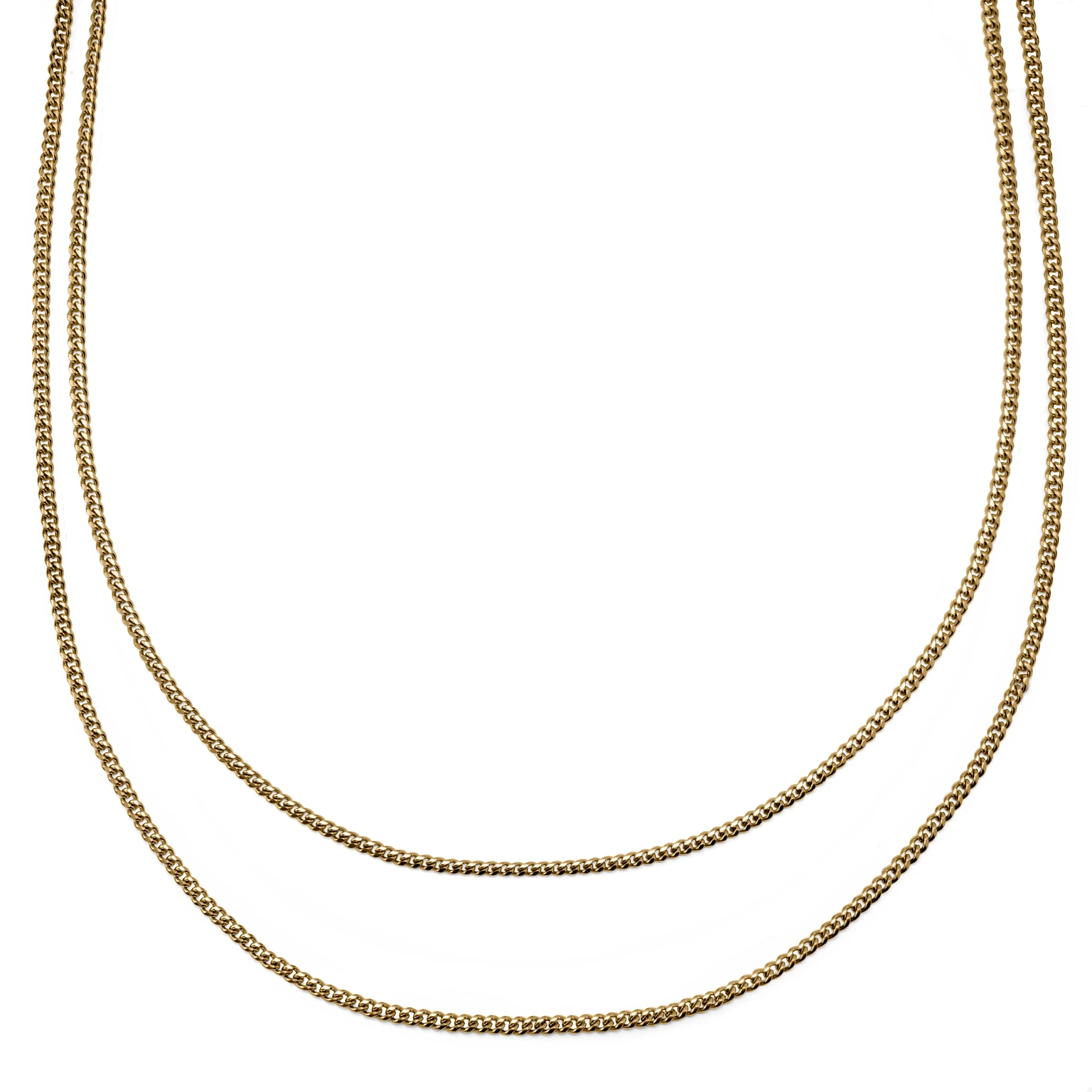 Rico | 3 mm Gold-Tone Double Layered Curb Chain Necklace Rico | 3 mm Gold-Tone Double Layered Curb Chain Necklace