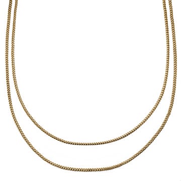 Rico | 3 mm Gold-Tone Double Layered Curb Chain Necklace