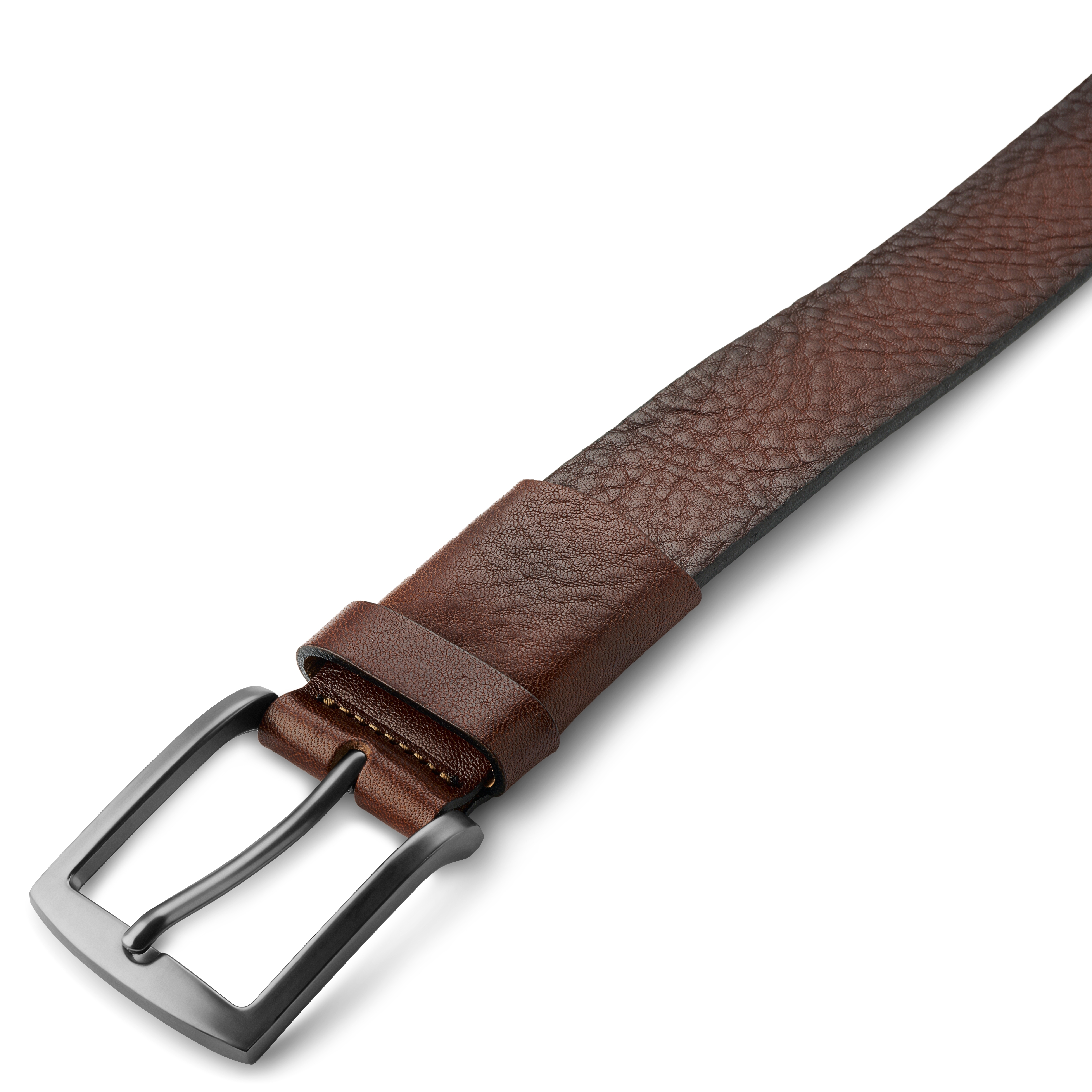 Brauner Stretchgürtel aus Vollnarbenleder - 3