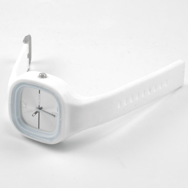 Hvidt Firkantet Gummiur - 1