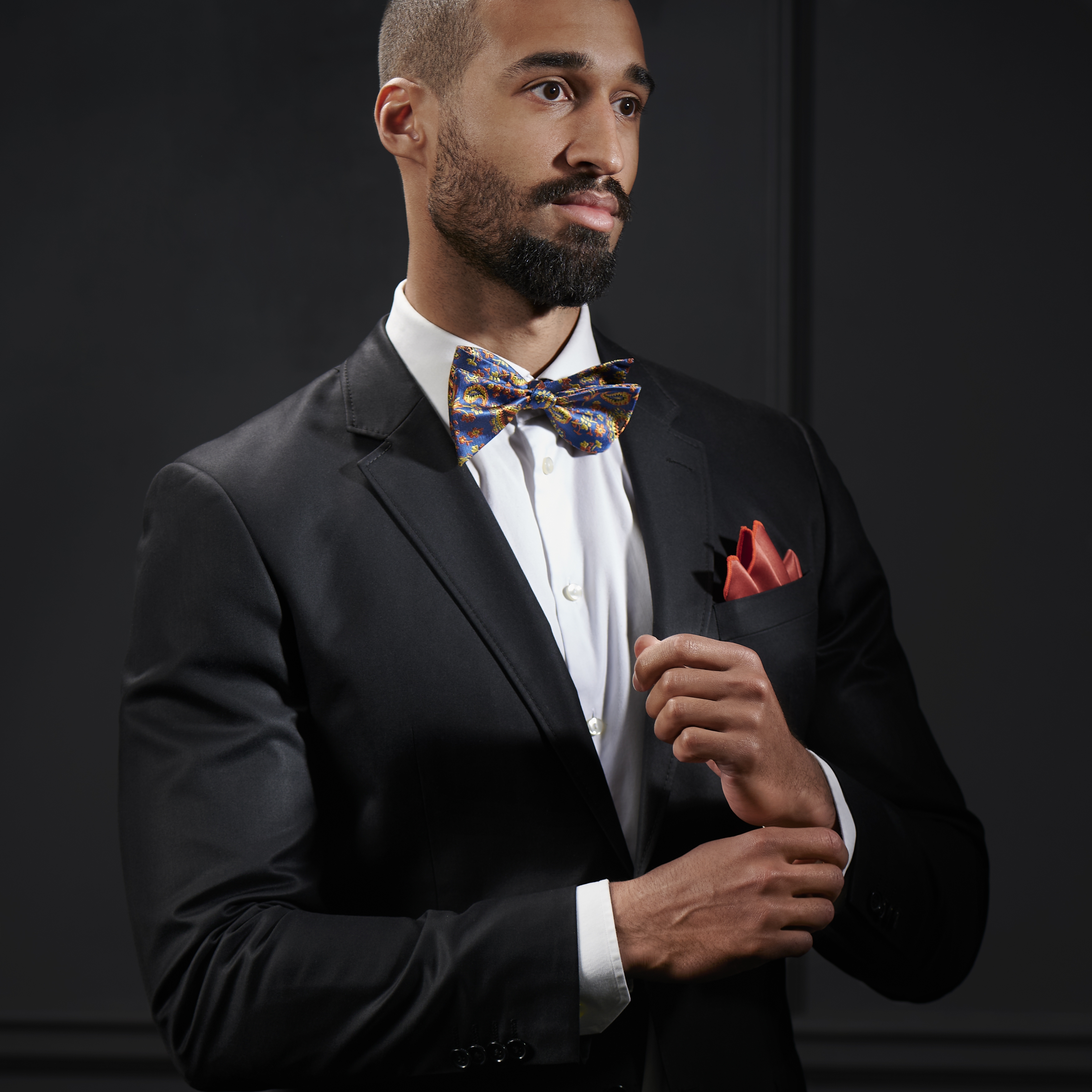 Orange Paisley Silk Self-Tie Bow Tie - 7