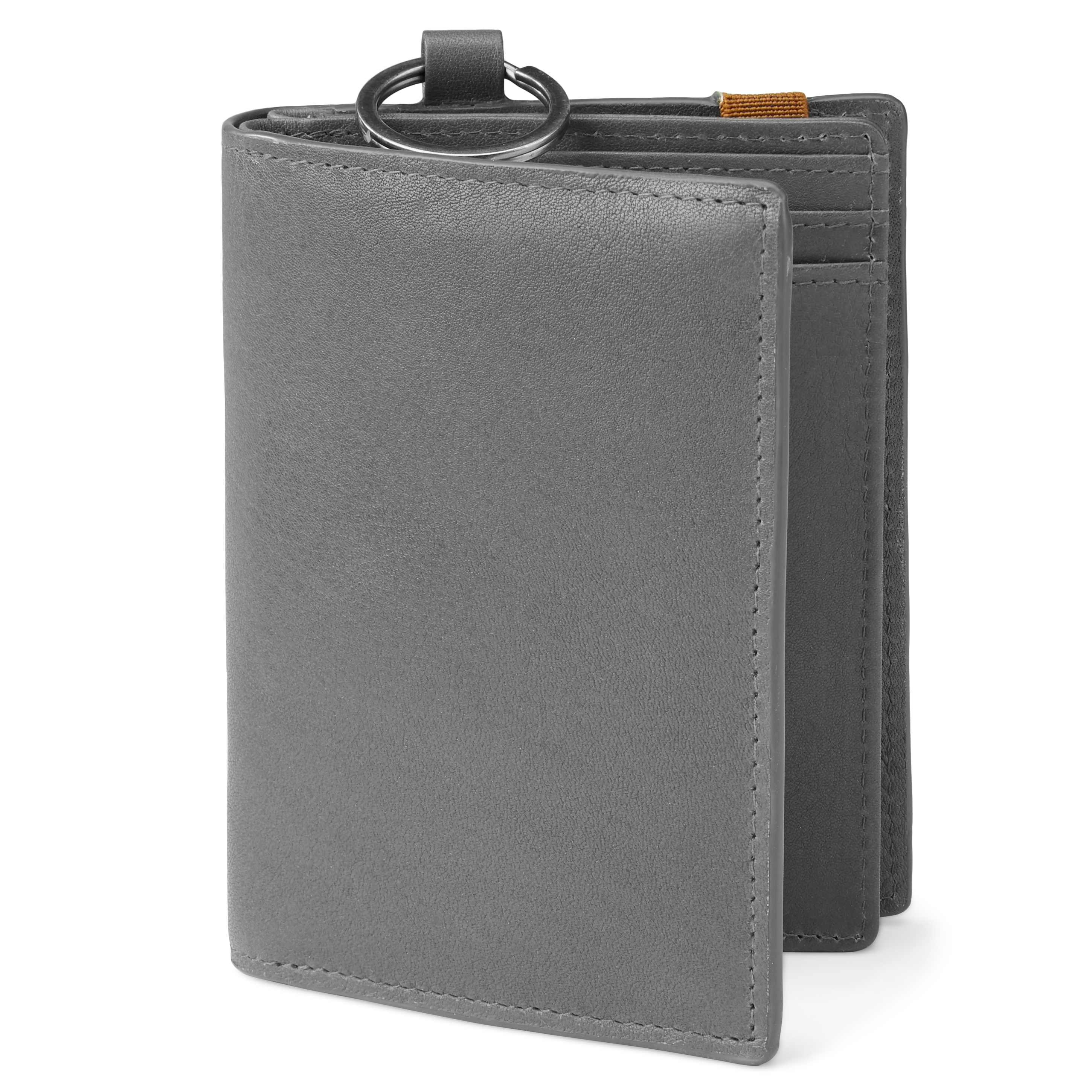 Lonnie Grey Leather RFID-Blocking Wallet with Keyring  - 2