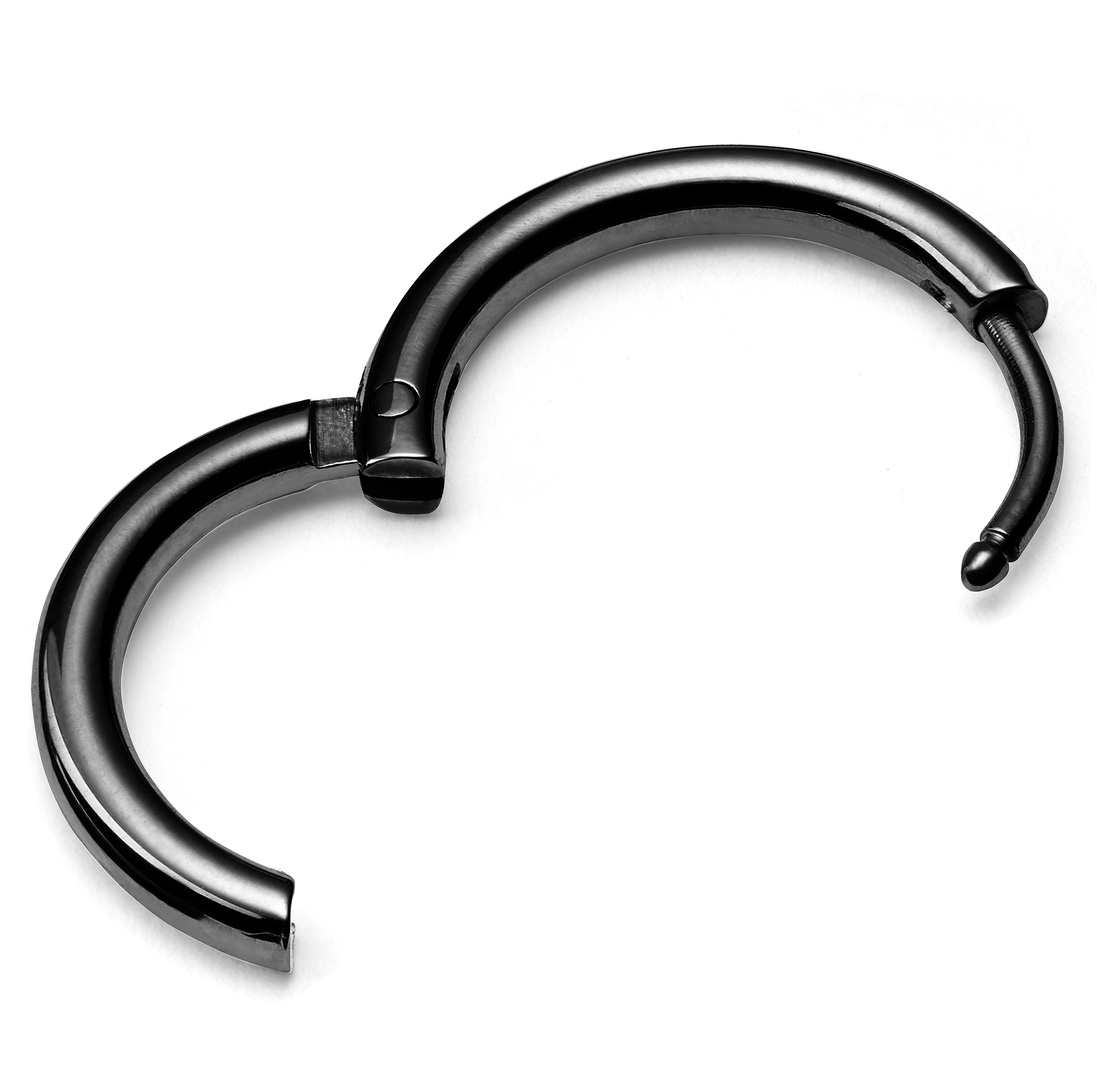 Black Steel Hoop Earring - 2