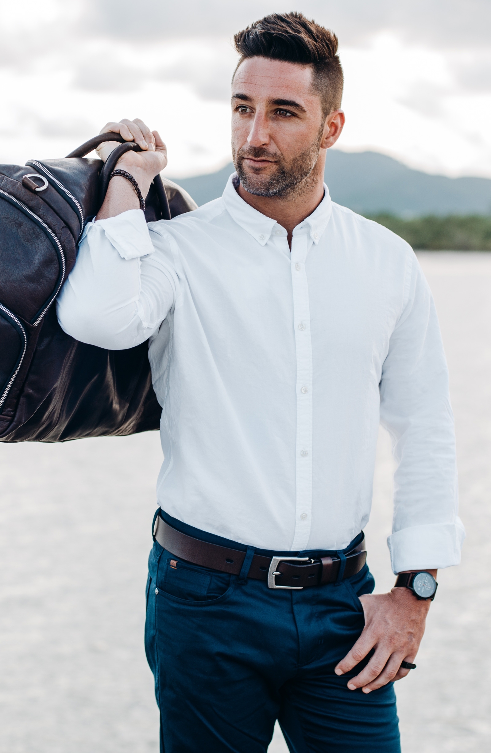 Walnut Brown Leather Rawhide Belt - 5