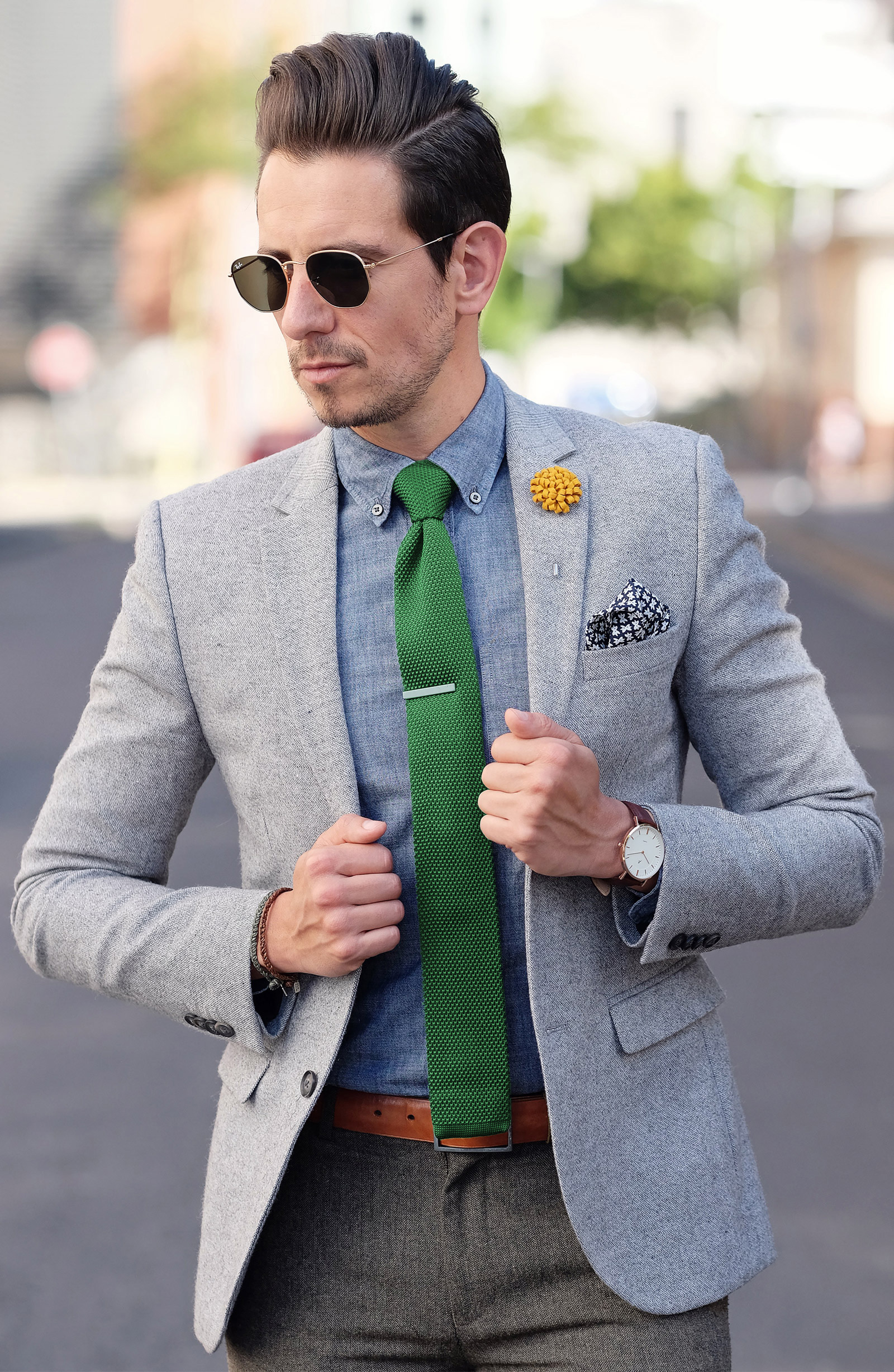 Limenvihreä kudottu solmio - 5