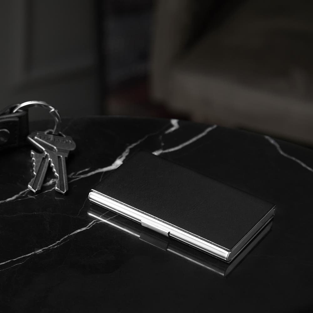 hover: Black Leather Card Holder hover: Black Leather Card Holder