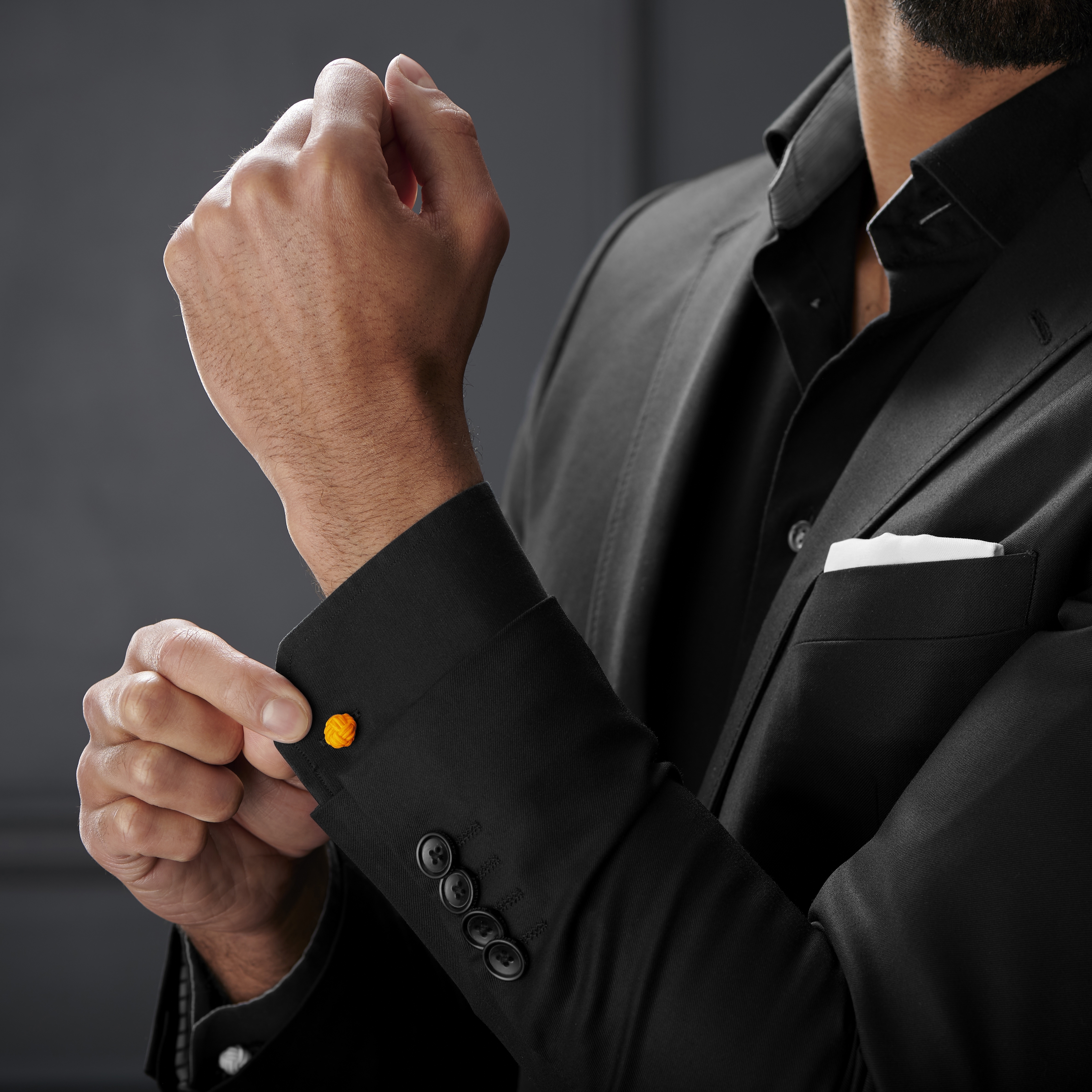 Boutons de manchette en tissu jaune  - 4