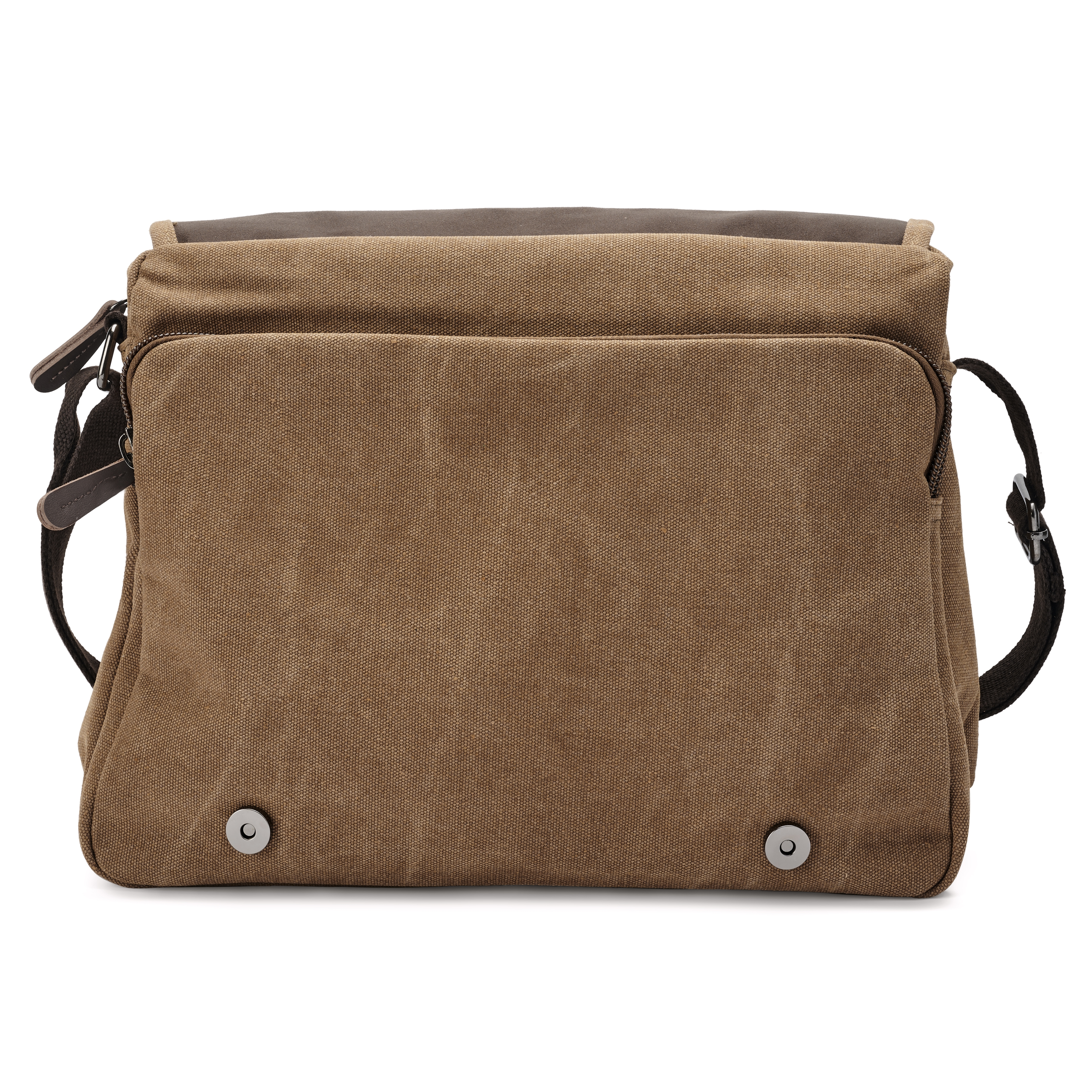 Vintage olkalaukku karamellinvärisestä kankaasta ja ruskeasta nahasta - 3