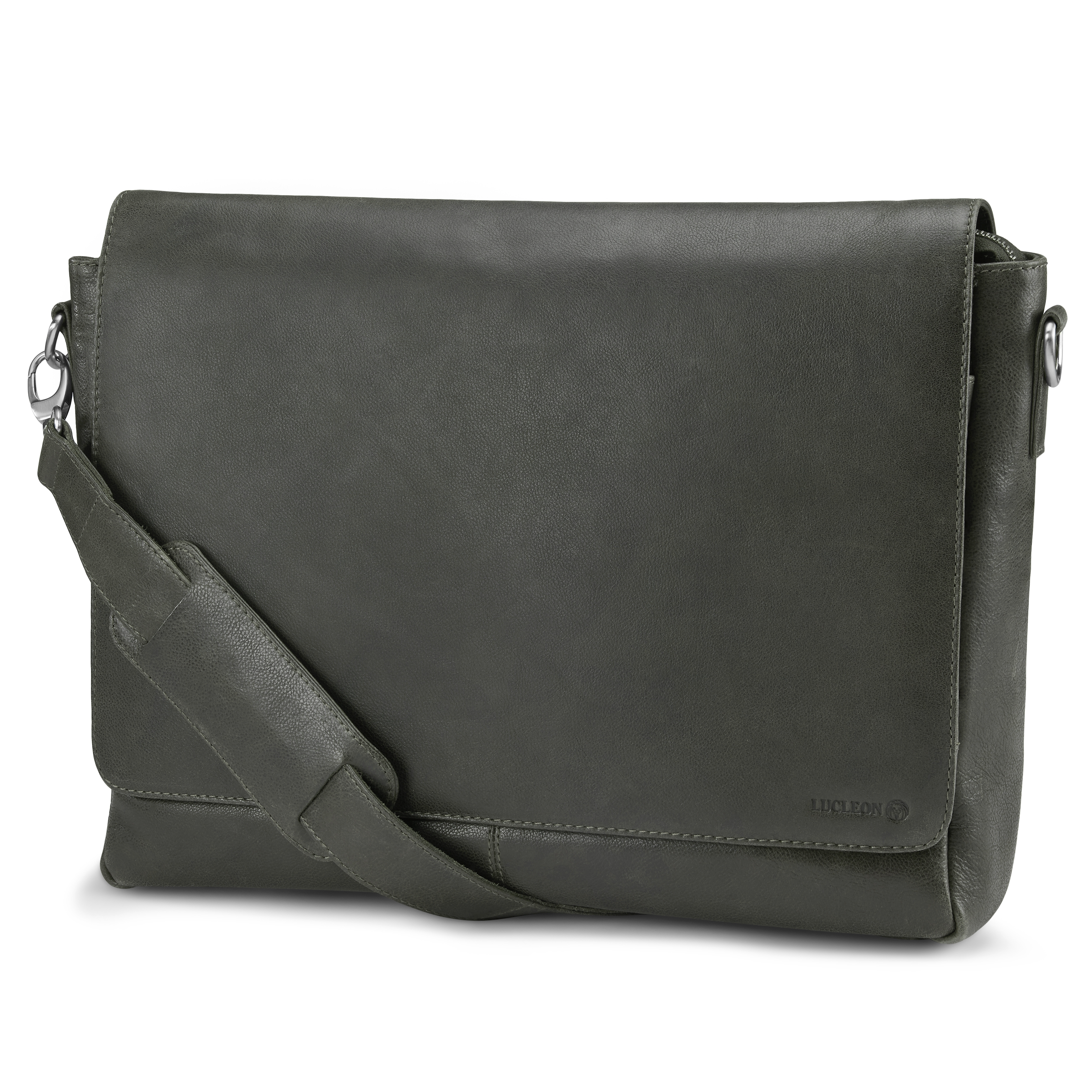 Licio Braungraue Leder Messenger Tasche - 1