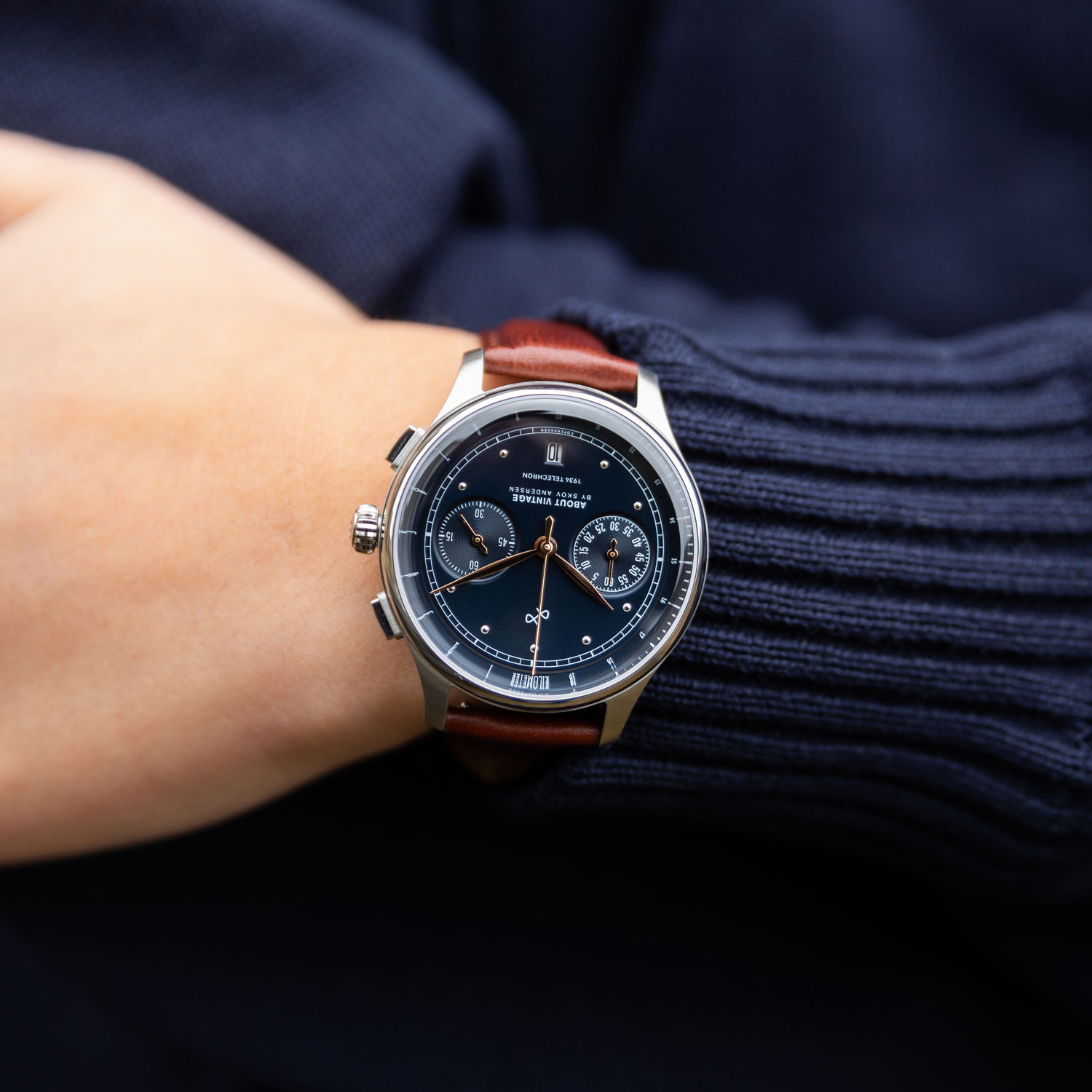 1934 Telechron | Surgical Steel & Blue - 3