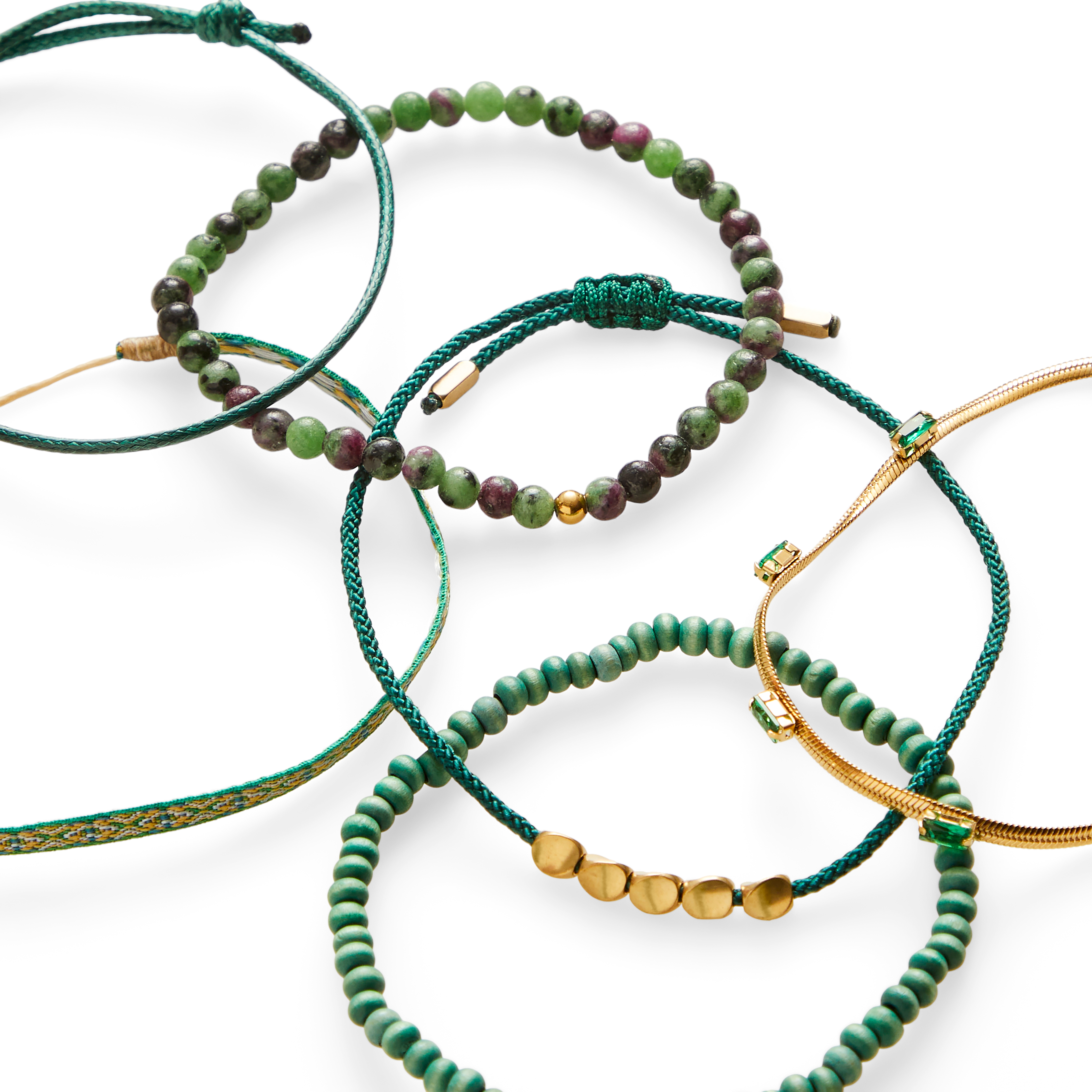 Amalfi | Taormina Set de 6 bracelets olive doré - 2