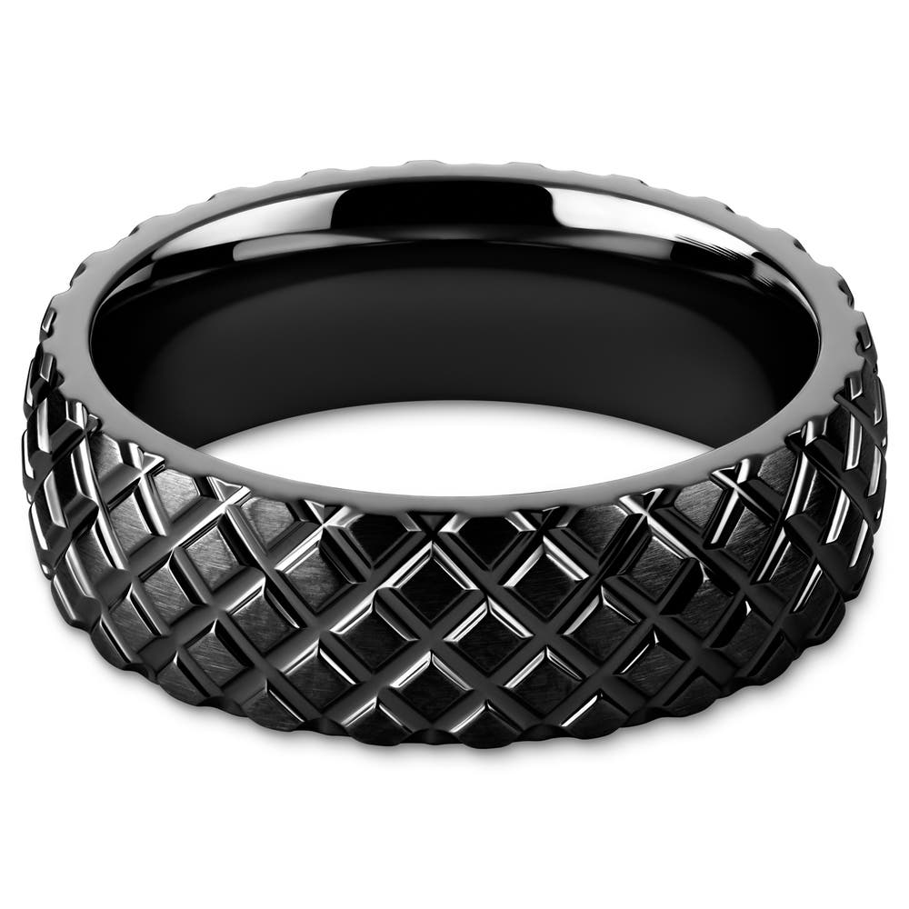 hover: Hyperan | 8 mm Black Tire Patten Titanium Ring hover: Hyperan | 8 mm Black Tire Patten Titanium Ring