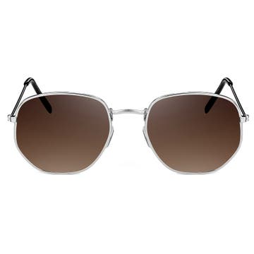 Слънчеви очила Wallis със сребристи рамки и кафяви стъкла