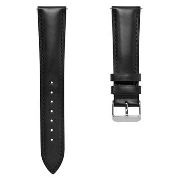 21mm Black Leather Watch Strap with Silver-Tone Buckle – Quick Release 21mm Black Leather Watch Strap with Silver-Tone Buckle – Quick Release