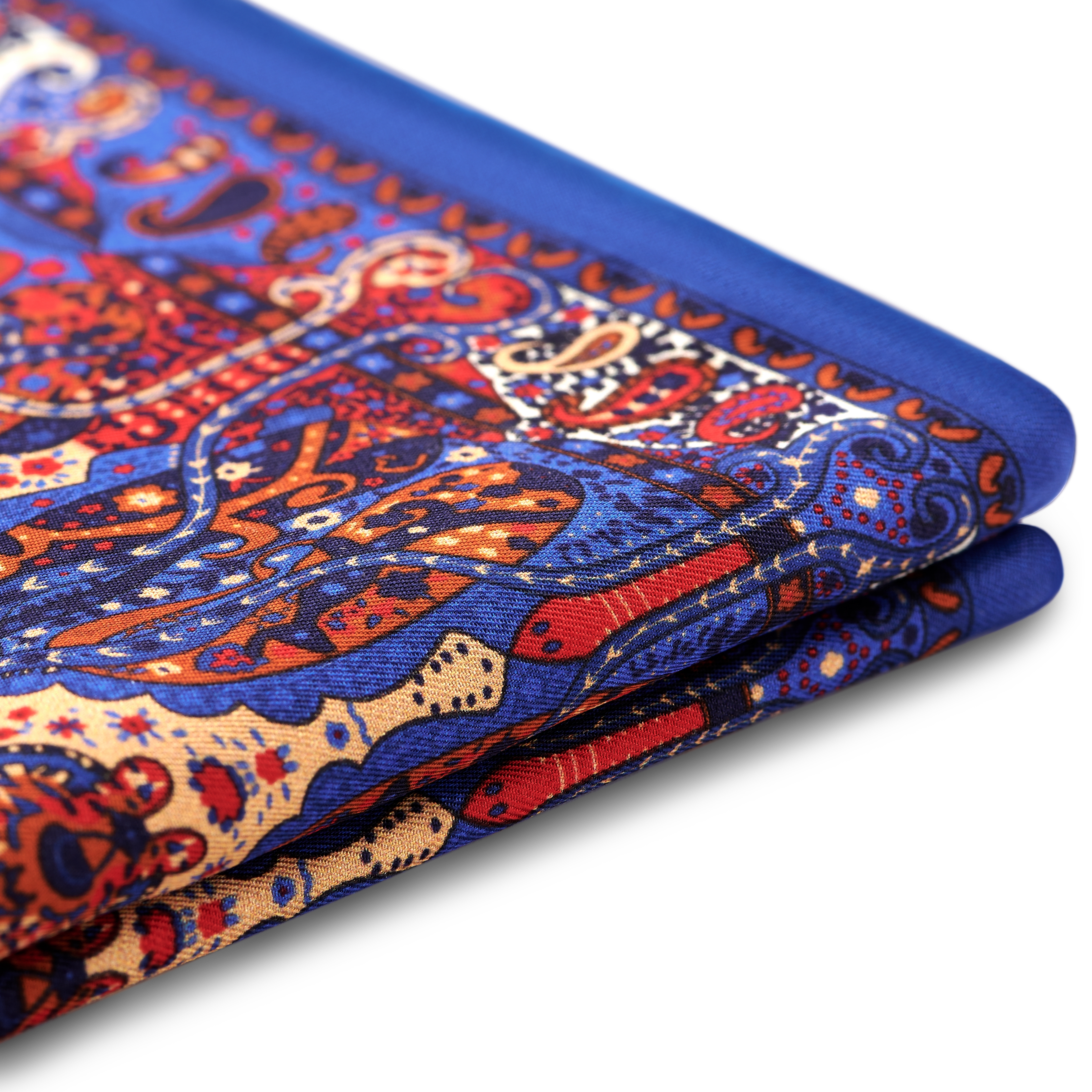 Elegio | Pochette de costume double face en soie à motifs bleus et bleus clairs - 4