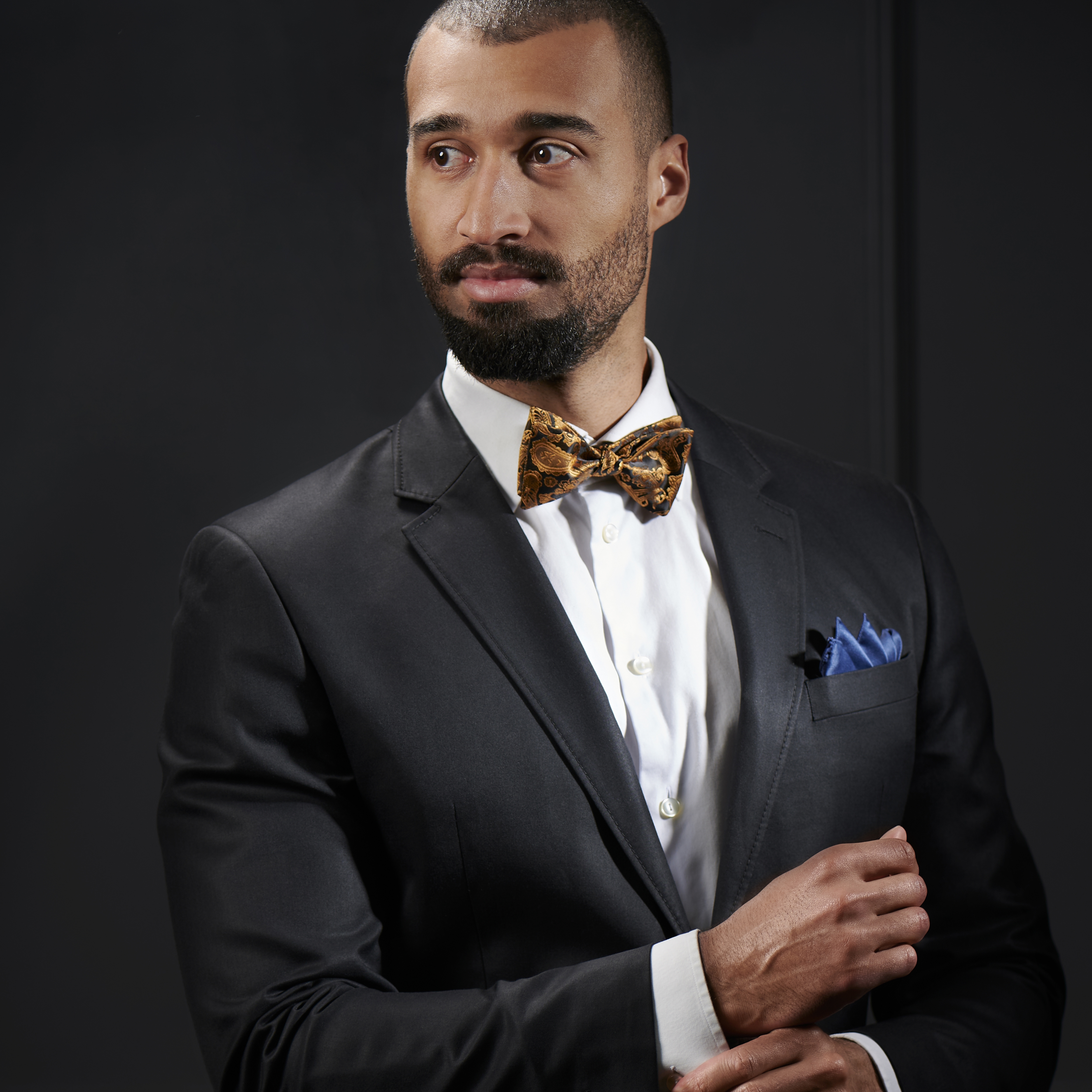 Gold & Brown Paisley Self-Tie Bow Tie - 4