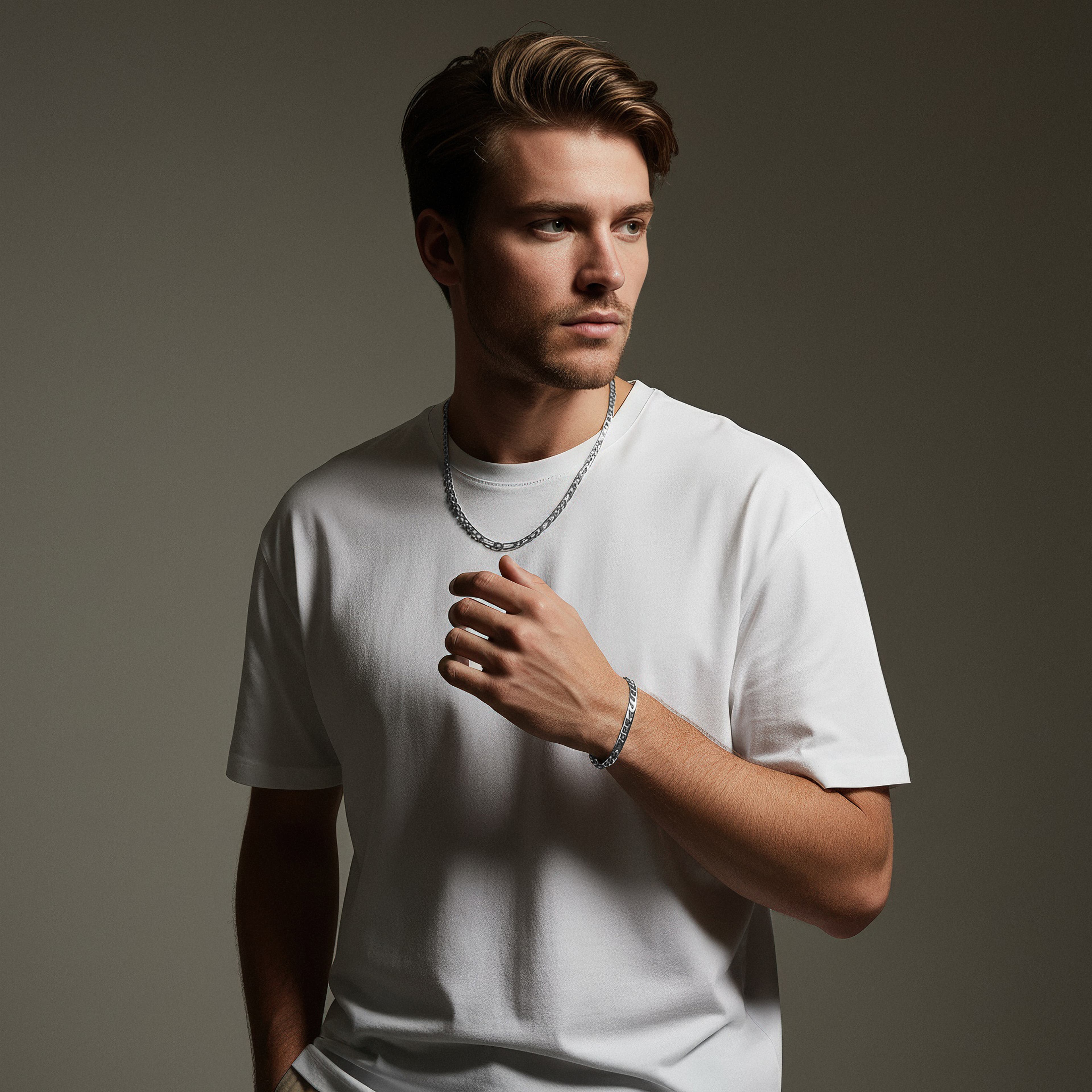 Essentials | 6 mm Silver-tone Figaro Chain Bracelet - 2