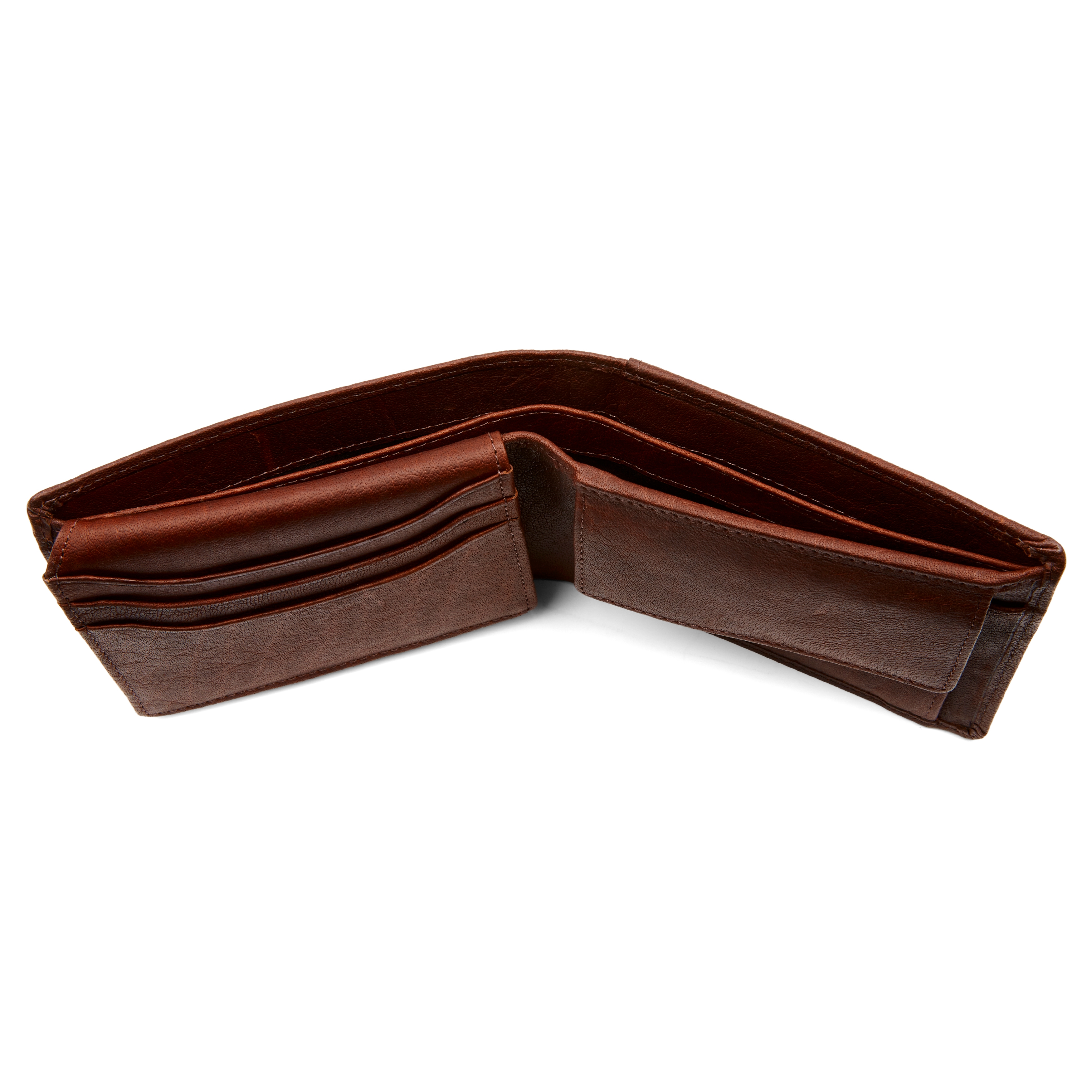 Cartera de cuero de pliegue doble rápido marrón Oxford - 5