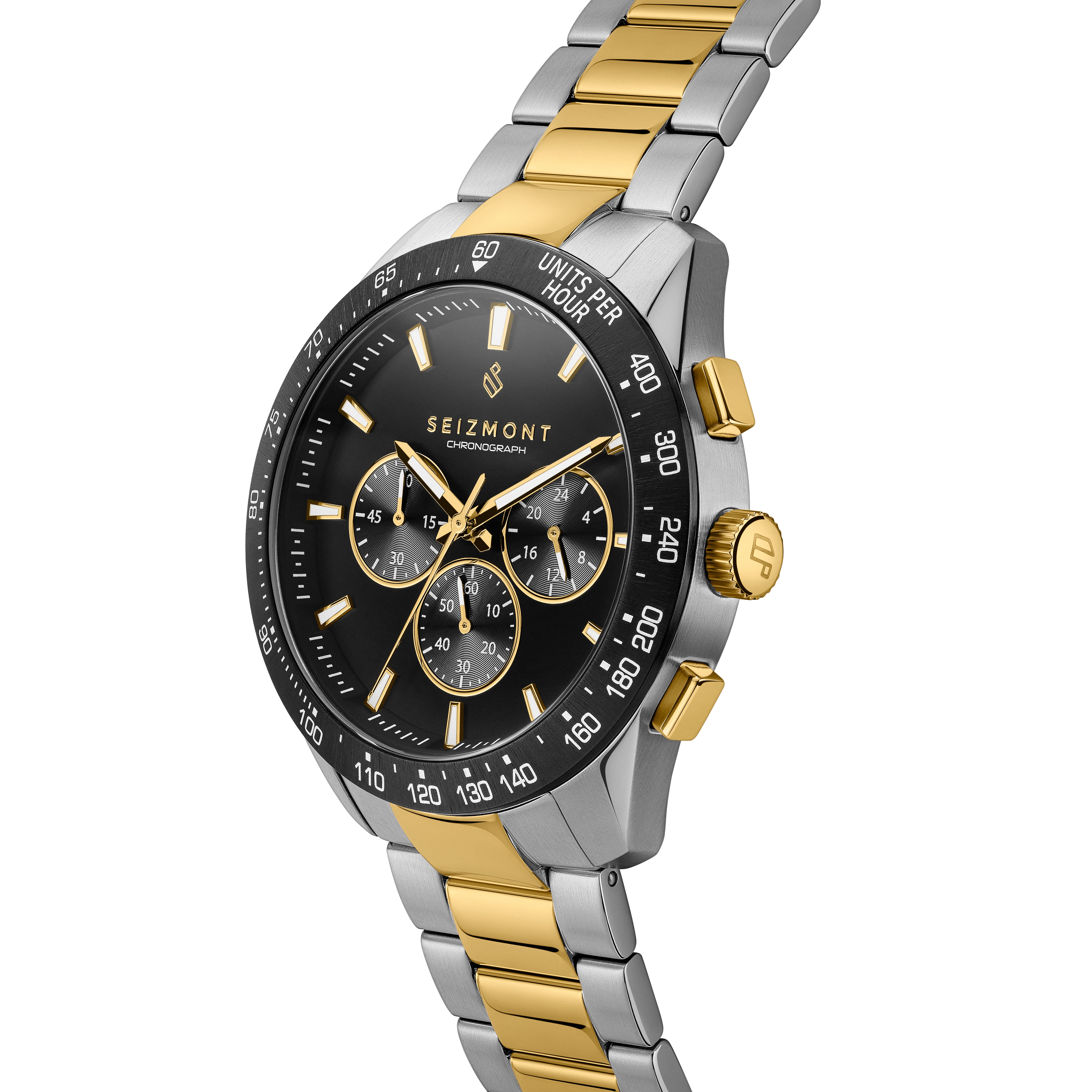 Lounet | Złocisto-srebrzysty zegarek ze stali nierdzewnej z chronografem - 2