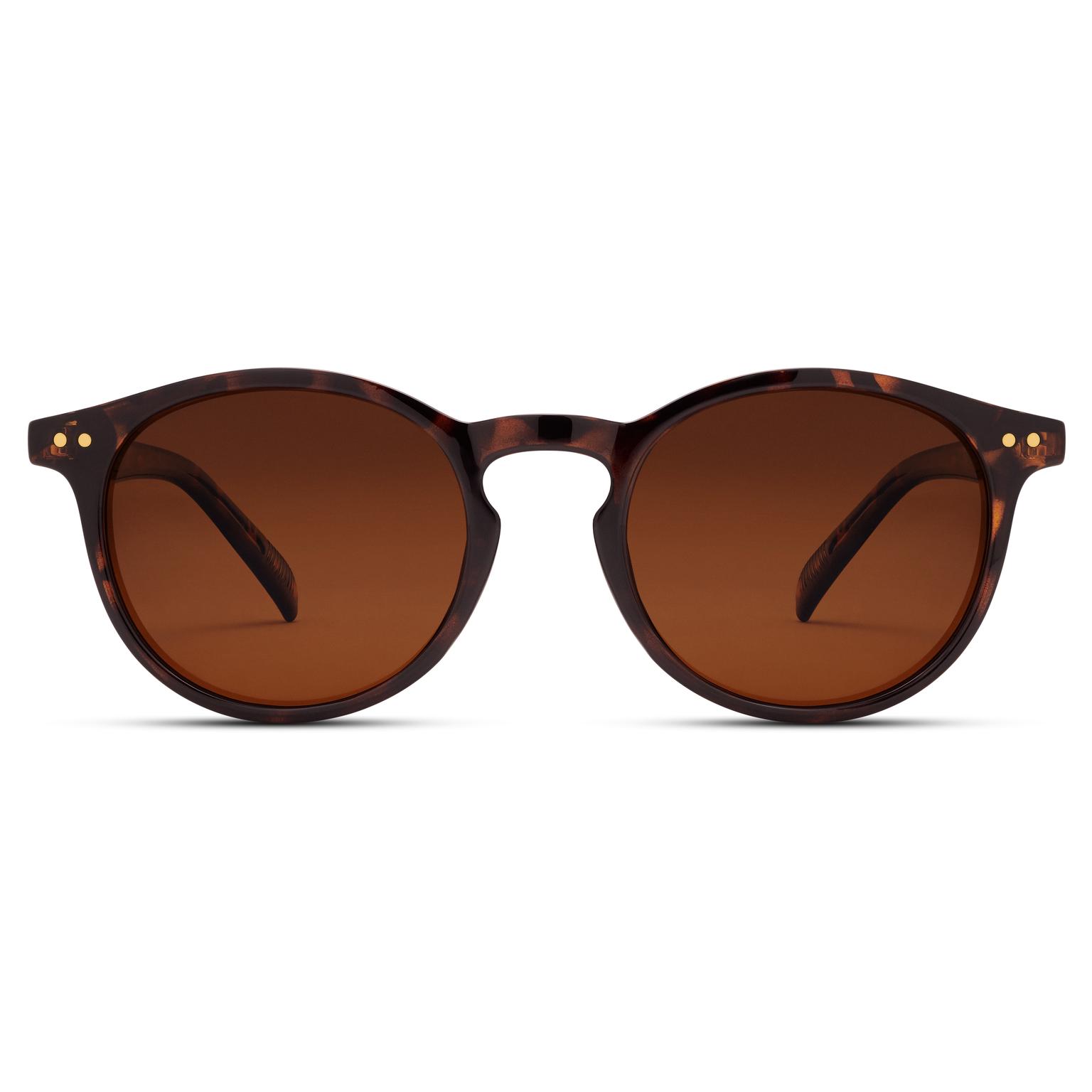 Polariserede Runde Tortoise Solbriller med Brune Glas Polariserede Runde Tortoise Solbriller med Brune Glas