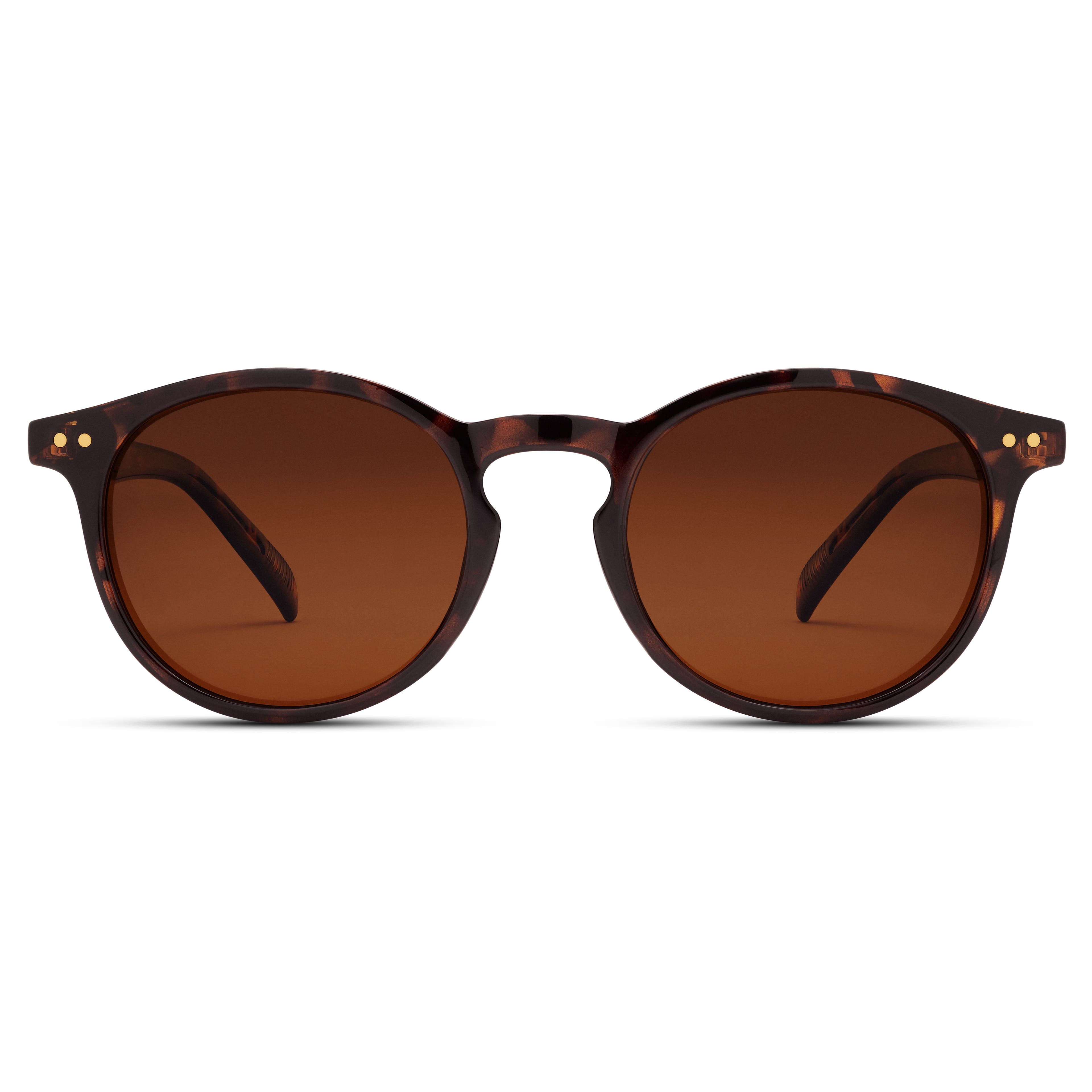 Polariserede Runde Tortoise Solbriller med Brune Glas Polariserede Runde Tortoise Solbriller med Brune Glas