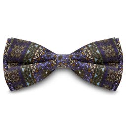 Dark Violet & Multicoloured Patterned Silk Pre-Tied Bow Tie