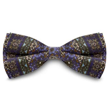 Dark Violet & Multicoloured Patterned Silk Pre-Tied Bow Tie Dark Violet & Multicoloured Patterned Silk Pre-Tied Bow Tie