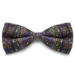 Dark Violet & Multicoloured Patterned Silk Pre-Tied Bow Tie