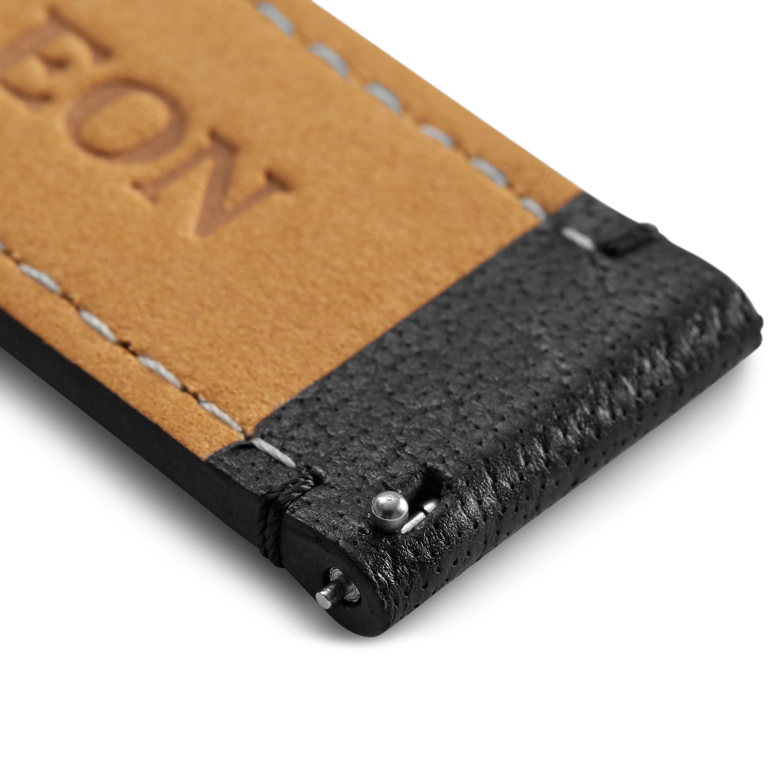 Black Leather Watch Strap with Gray Buckle - 4