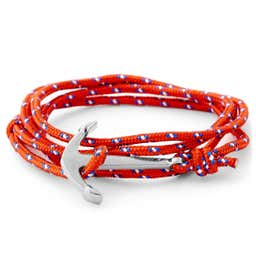 Le marin - bracelet rouge, bleu et blanc à pendentif argenté 