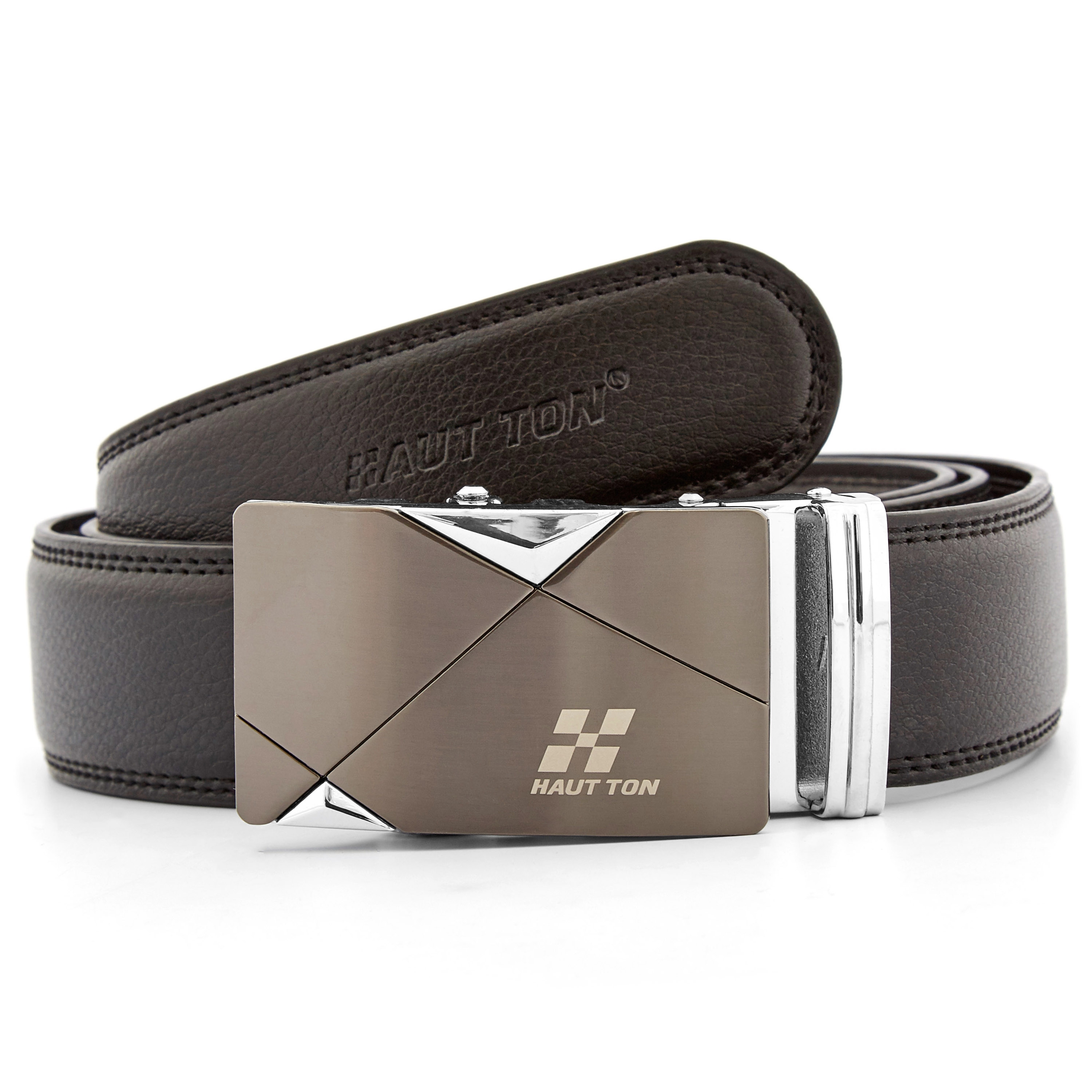 Chrome Criss-Cross Leather Belt - 1