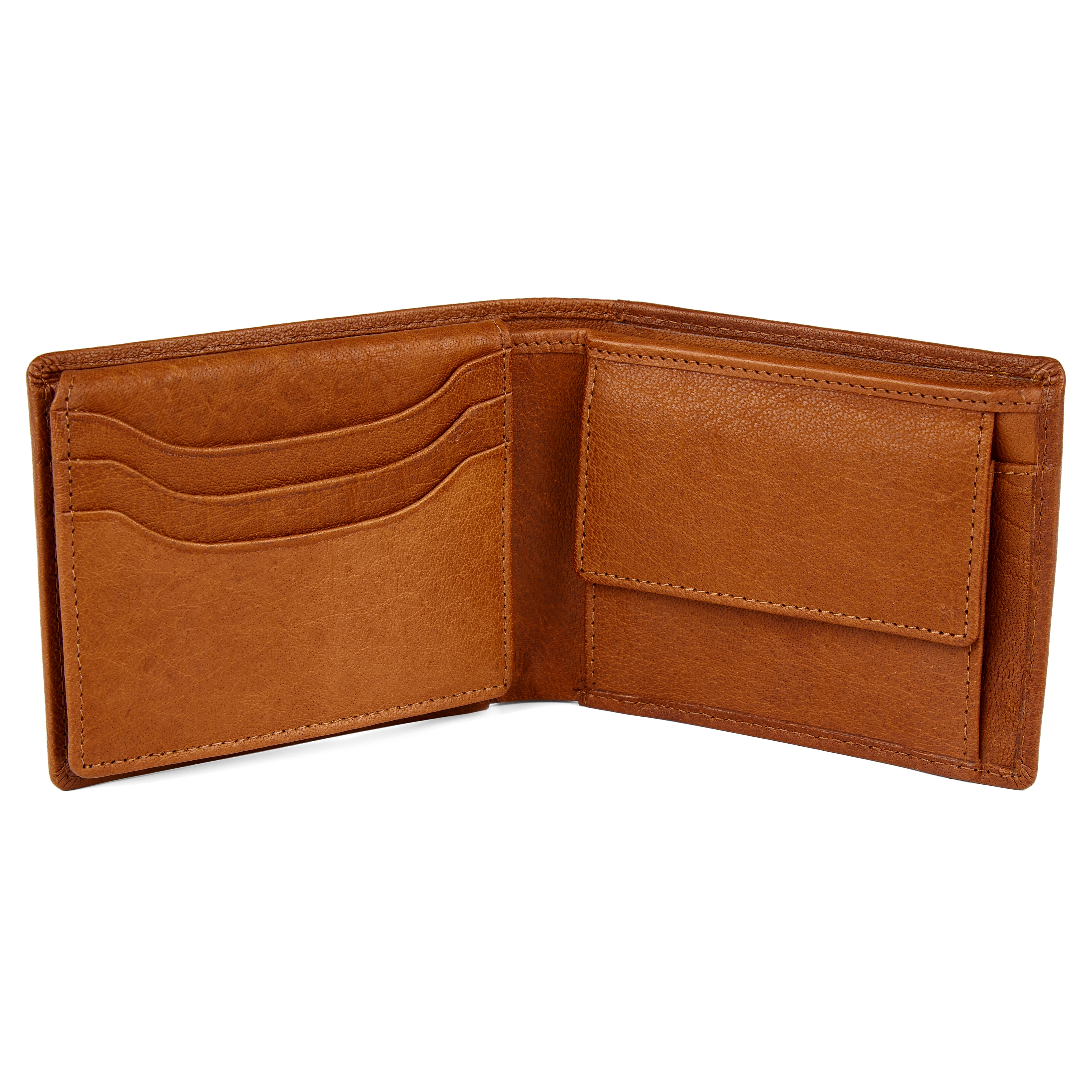 Jasnobrązowy skórzany szybki podwójnie składany portfel Oxford - 6