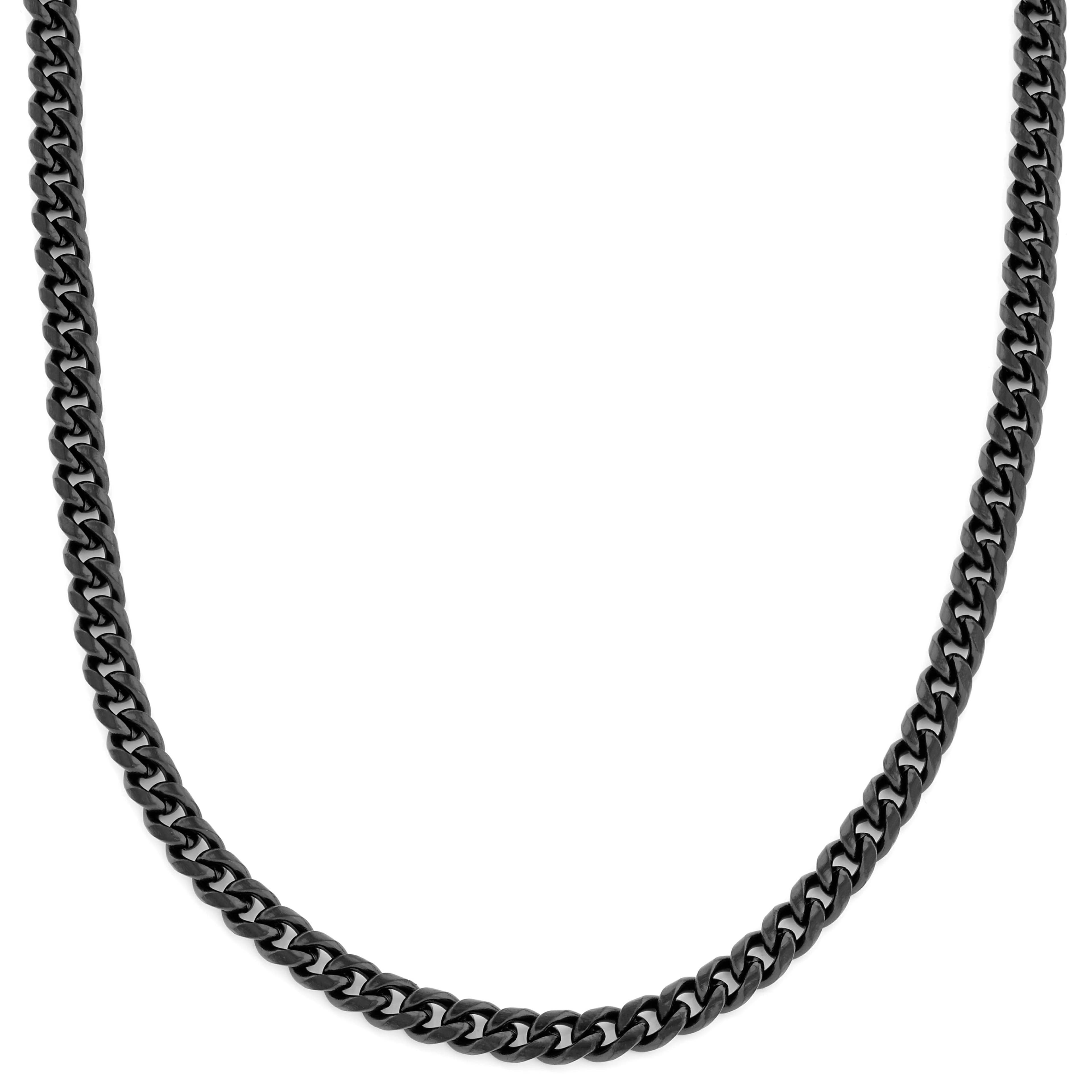 Fekete acél nyaklánc - 8 mm