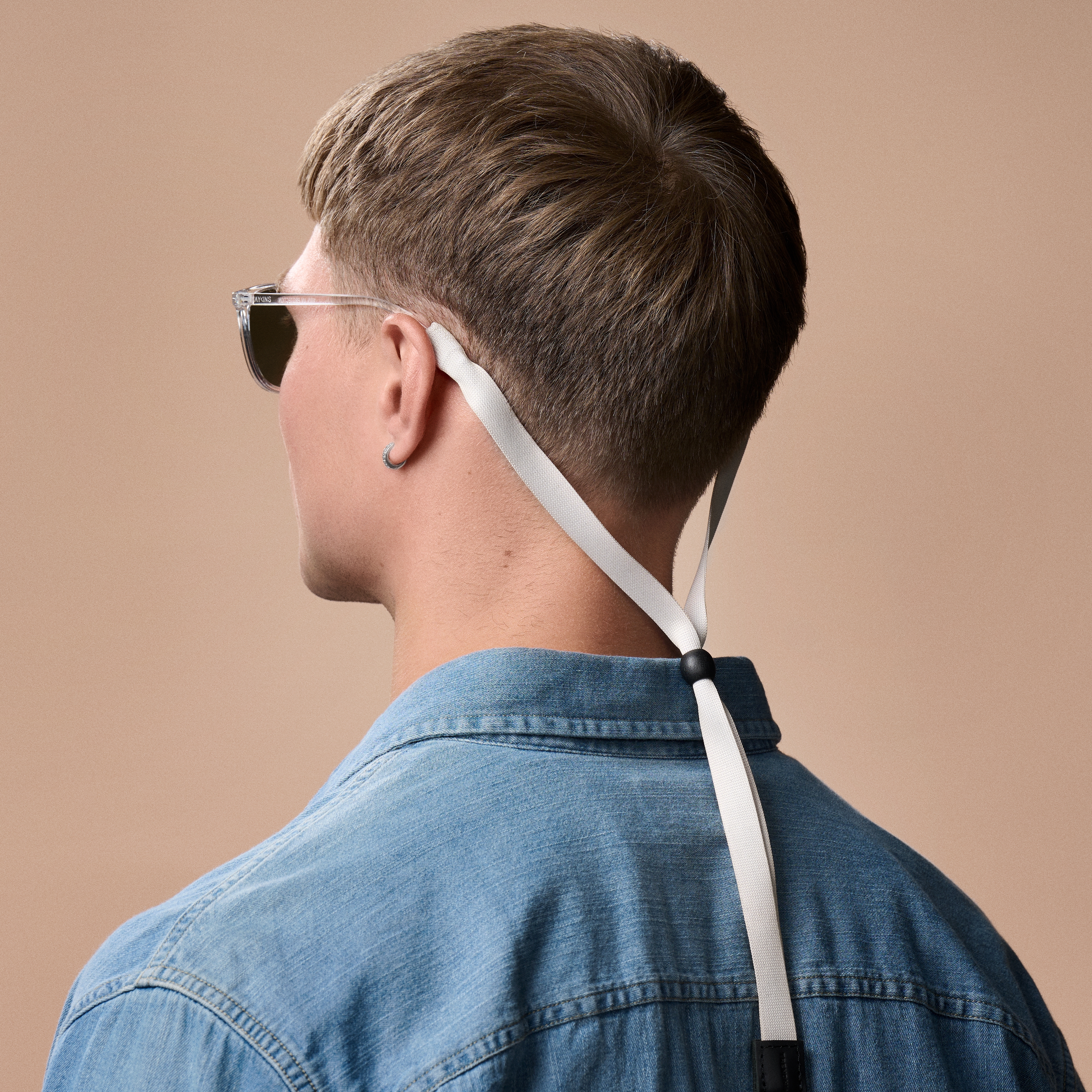 Cordon à lunettes large beige et cuir - 2