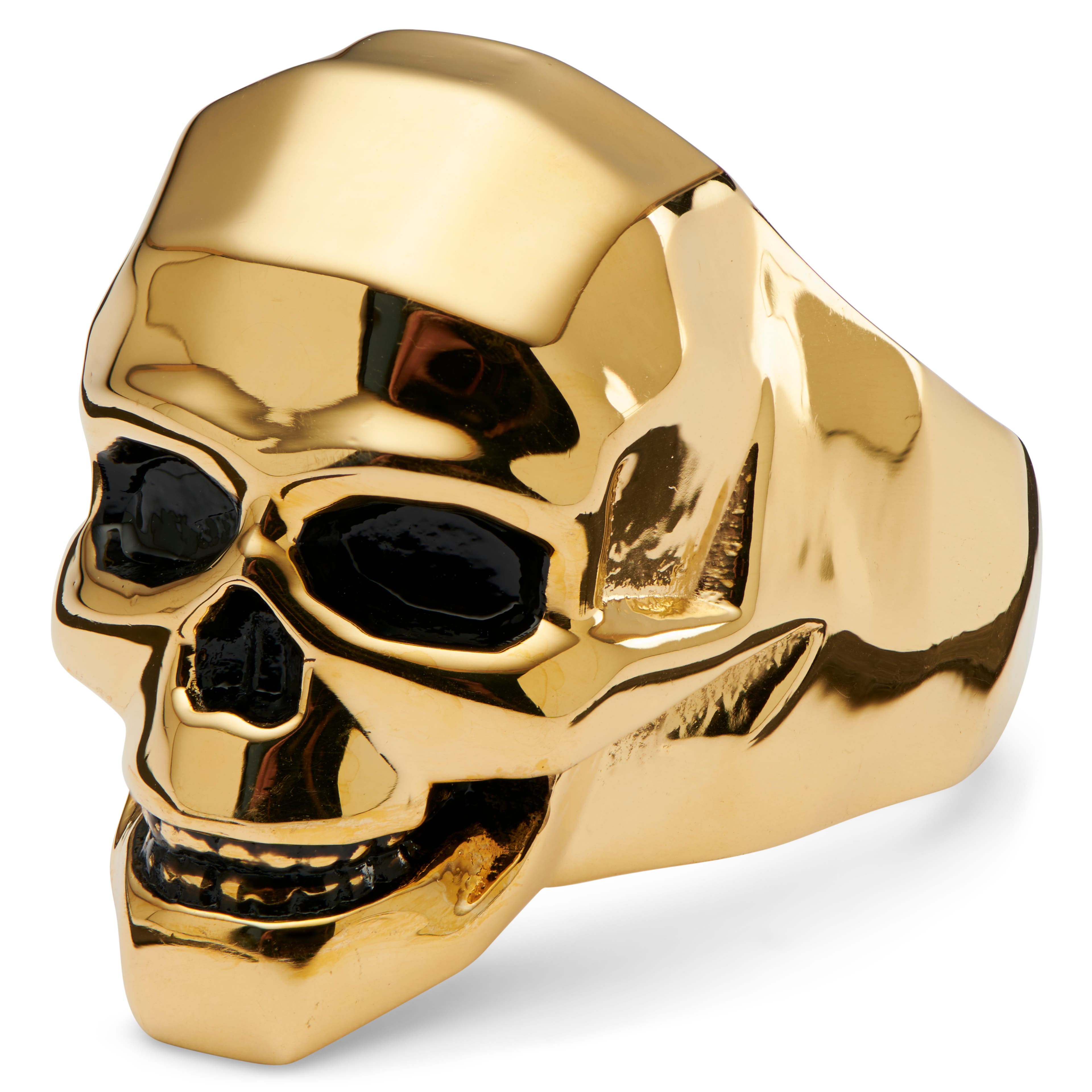 Mack aranyszínű koponyás acélgyűrű