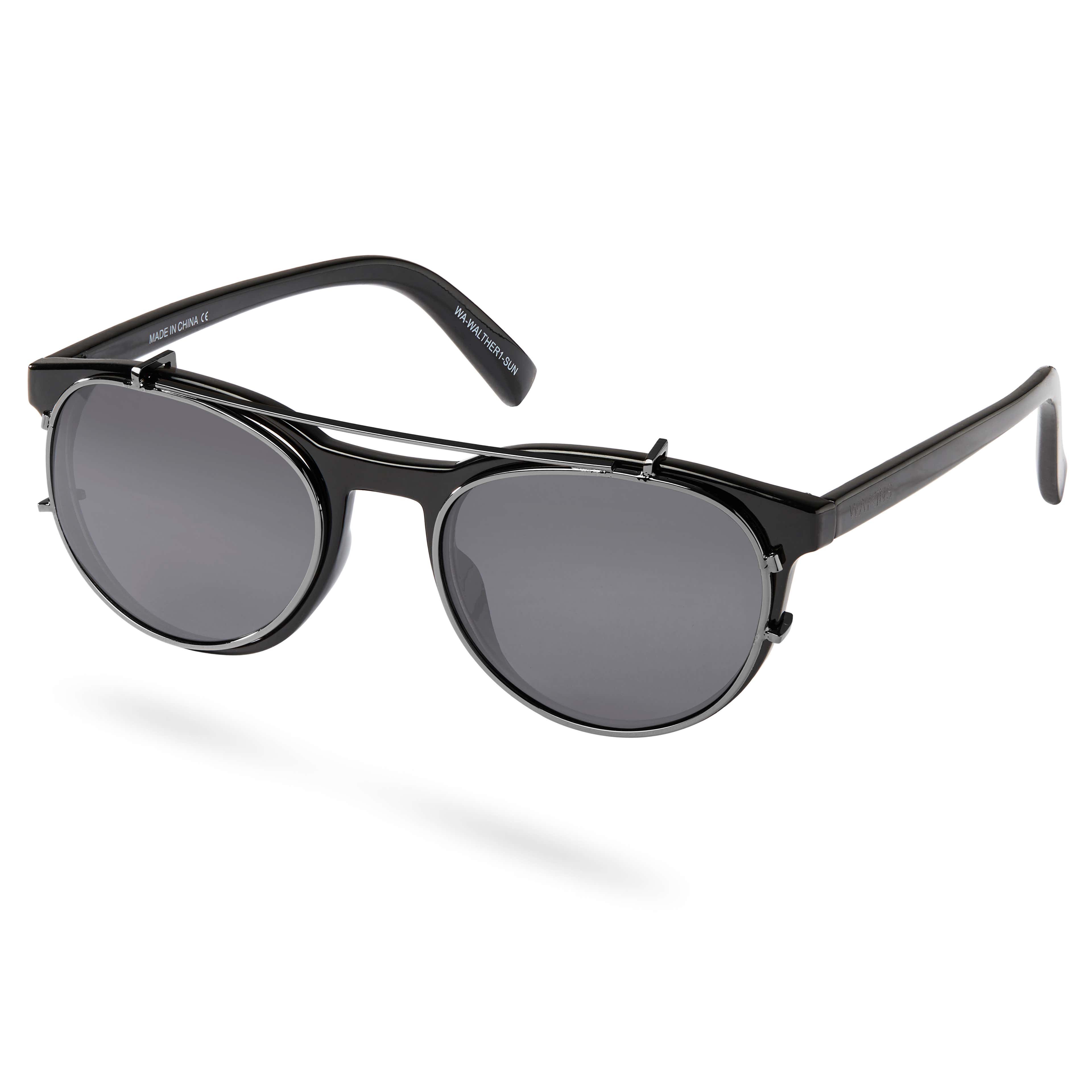 Walther Black Clear Lens Vista Glasses with Clip-On Shades
