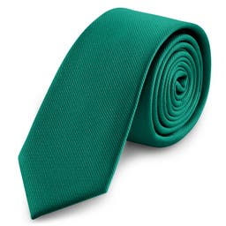 Cravatta skinny da 6 cm verde smeraldo con motivo gros-grain