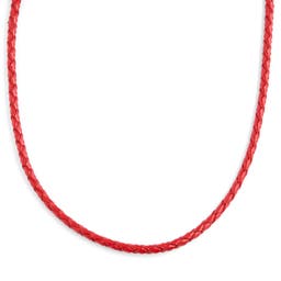 Collar de cuero trenzado rojo 3 mm