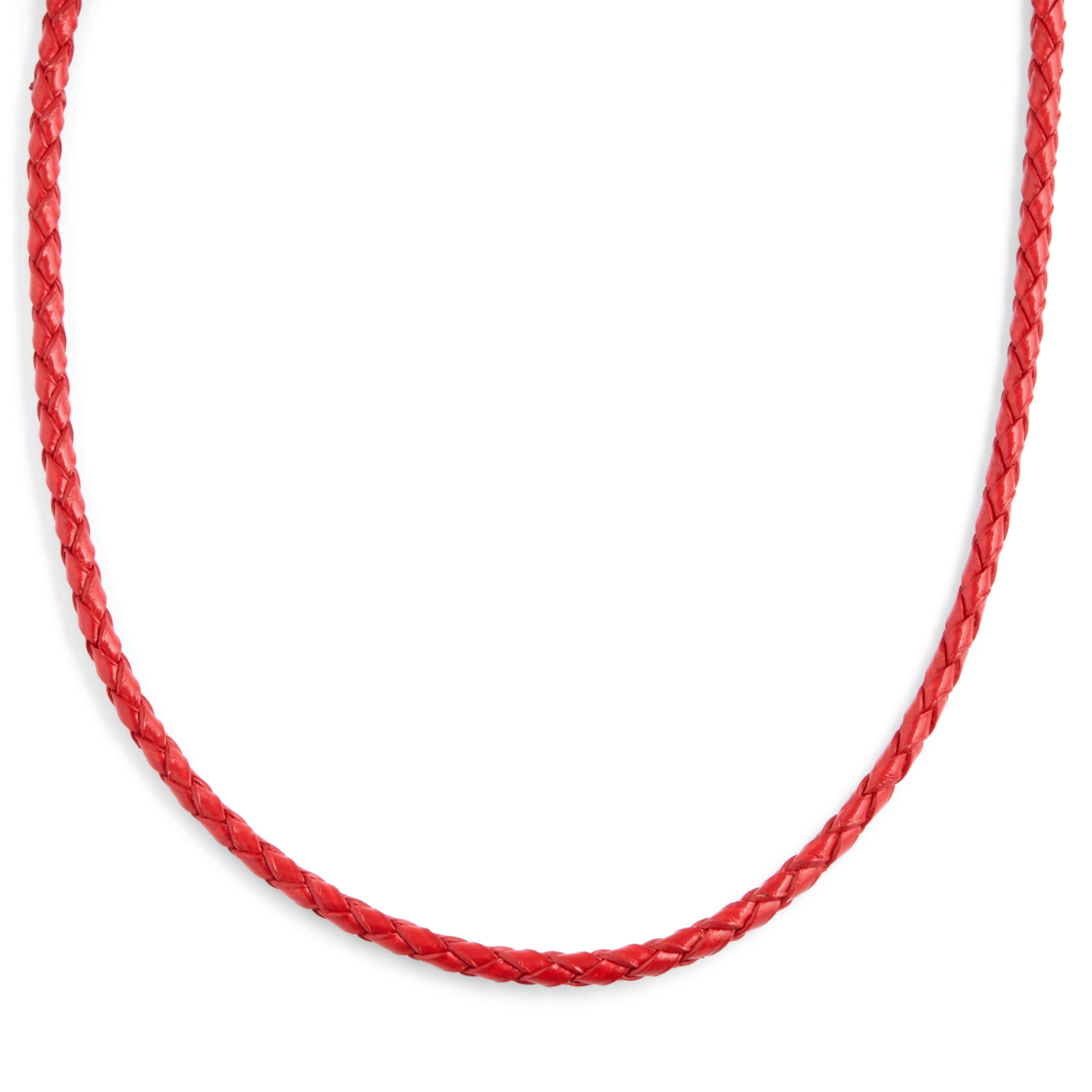 3 mm červený zapletaný kožený náhrdelník