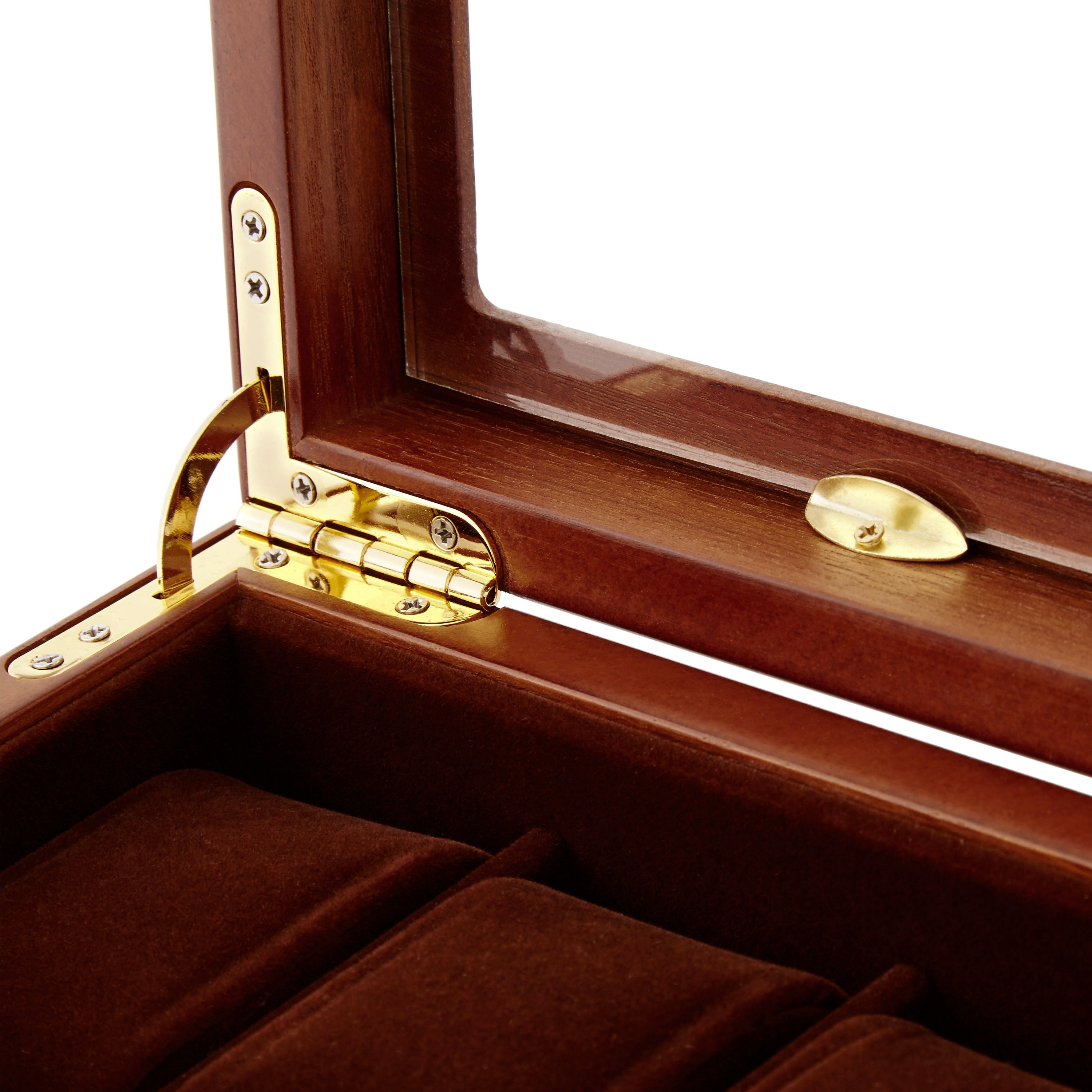 Кафява кутия с фурнир от ясен за 6 часовника - 5