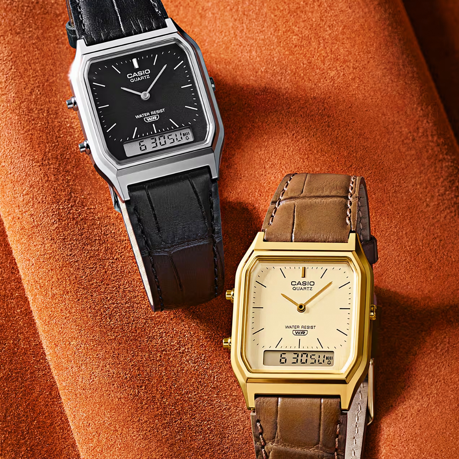 Casio Vintage AQ-230EL-1AEF Silver-Tone Resin Leather Ana-Digi Watch - 2