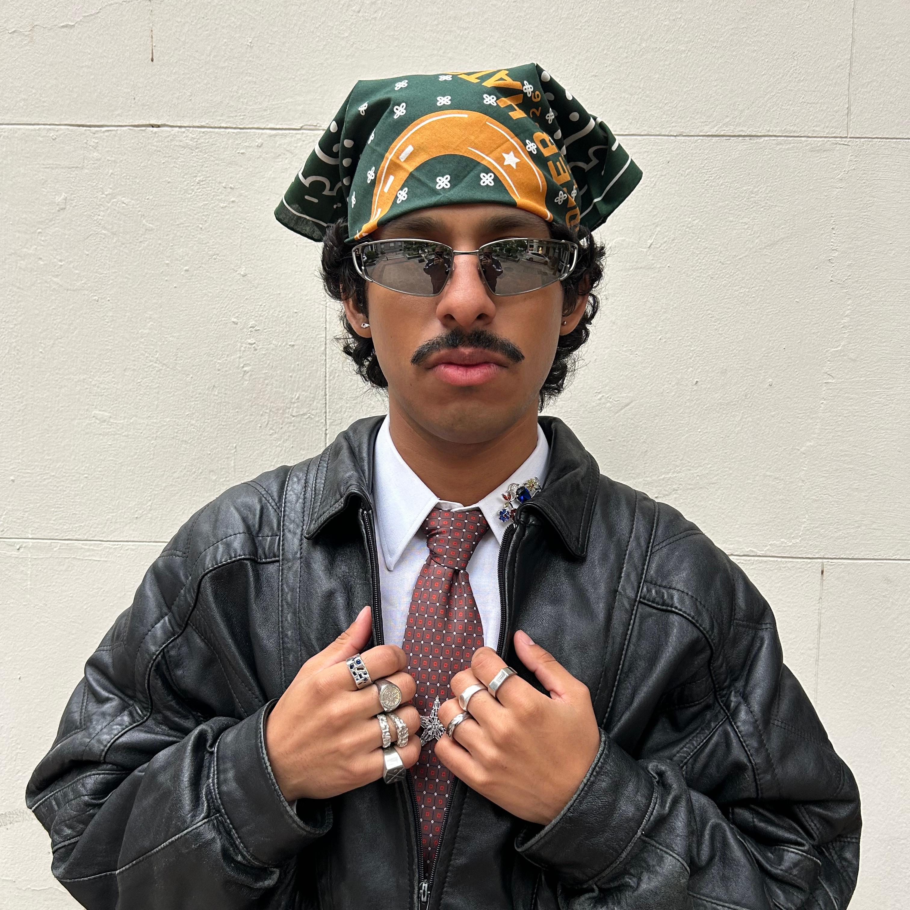 The Intro | Zöld Western pamut bandana - 6