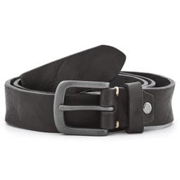 Slim All Black Leather Belt