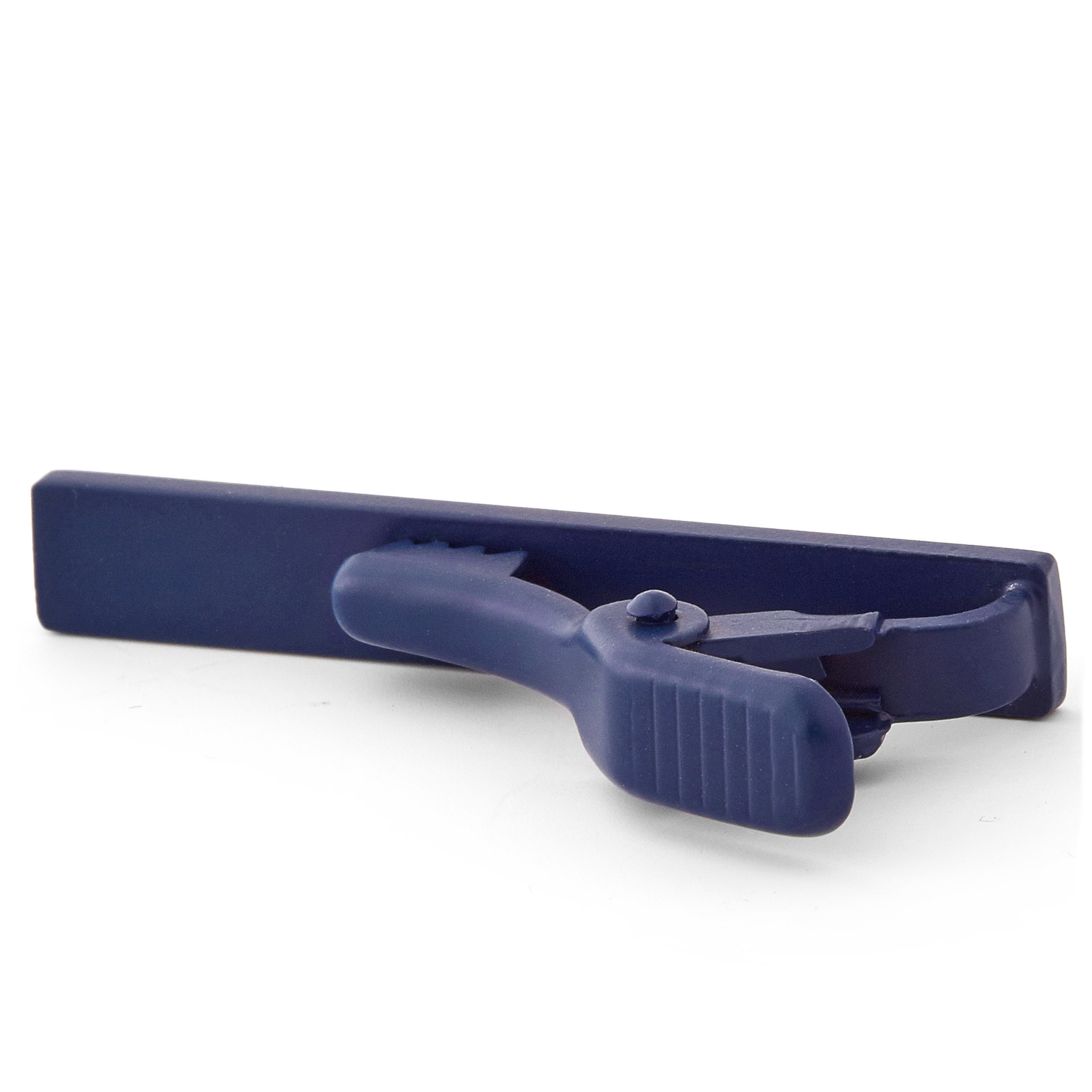 Kurze matt-blaue Krawattenklammer - 2