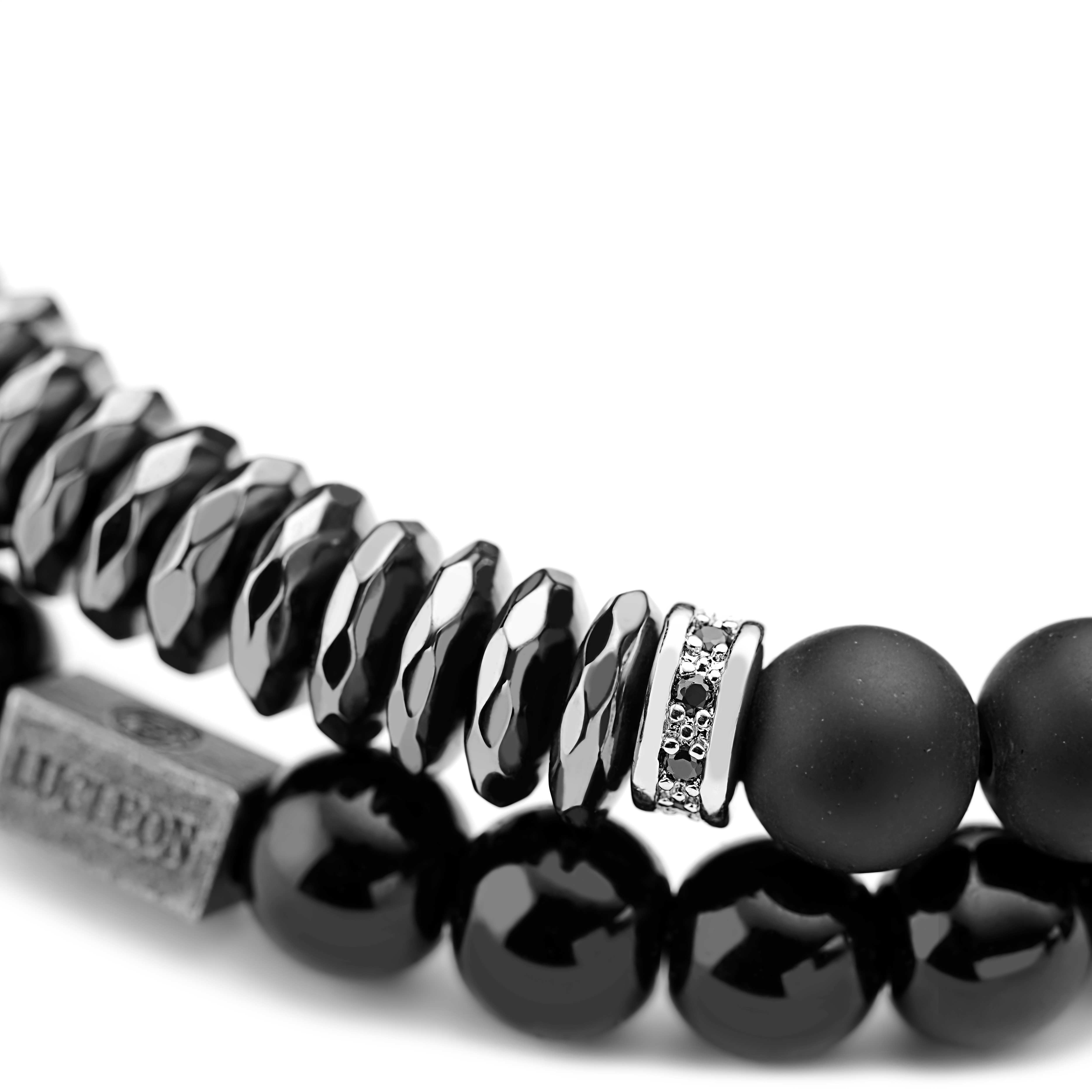 Black Onyx, Hematite & Zirconia Bracelet Set | In stock